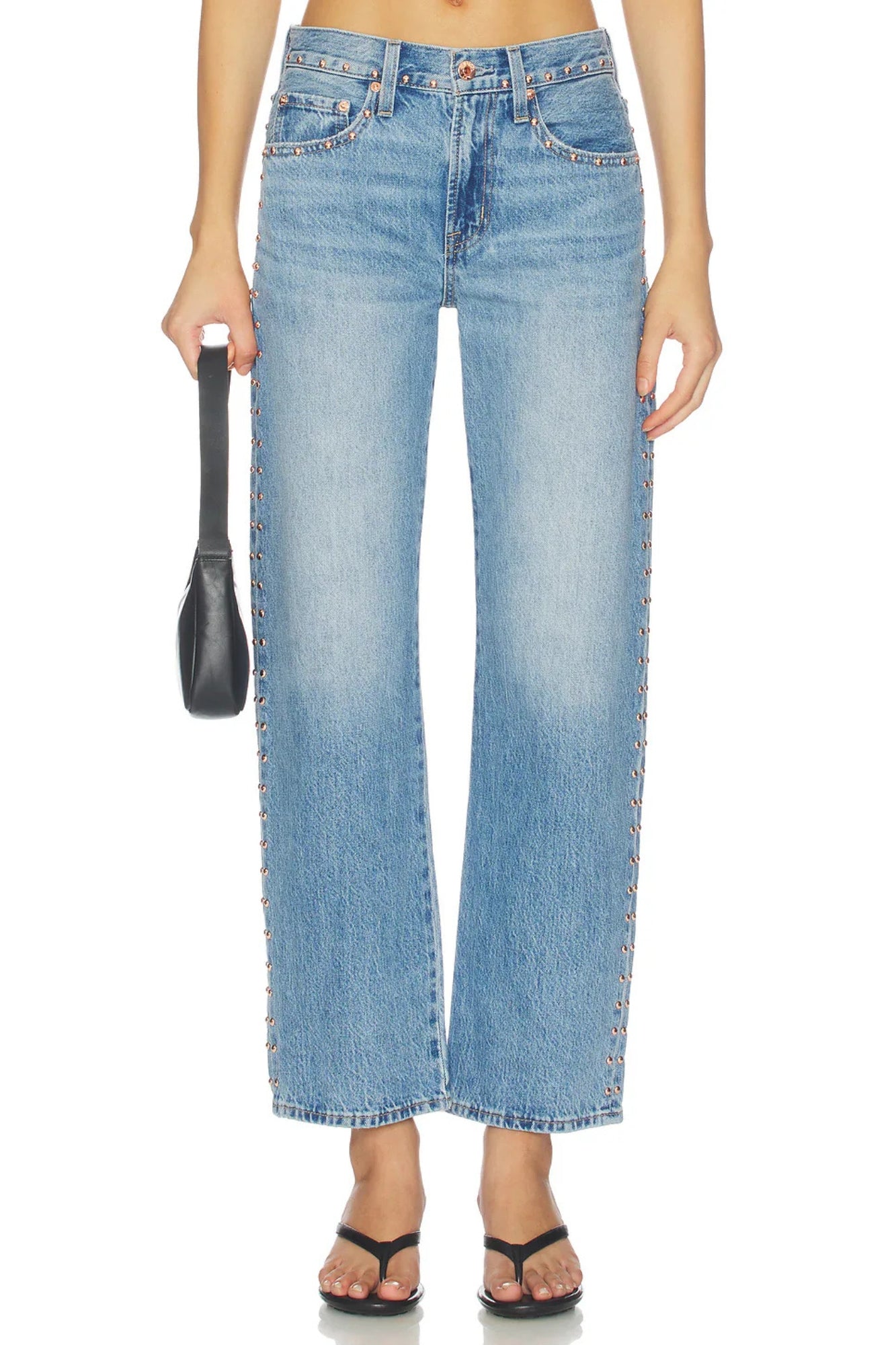 PETITE LEXI MID RISE BOWED STRAIGHT IN STAR STUDDED