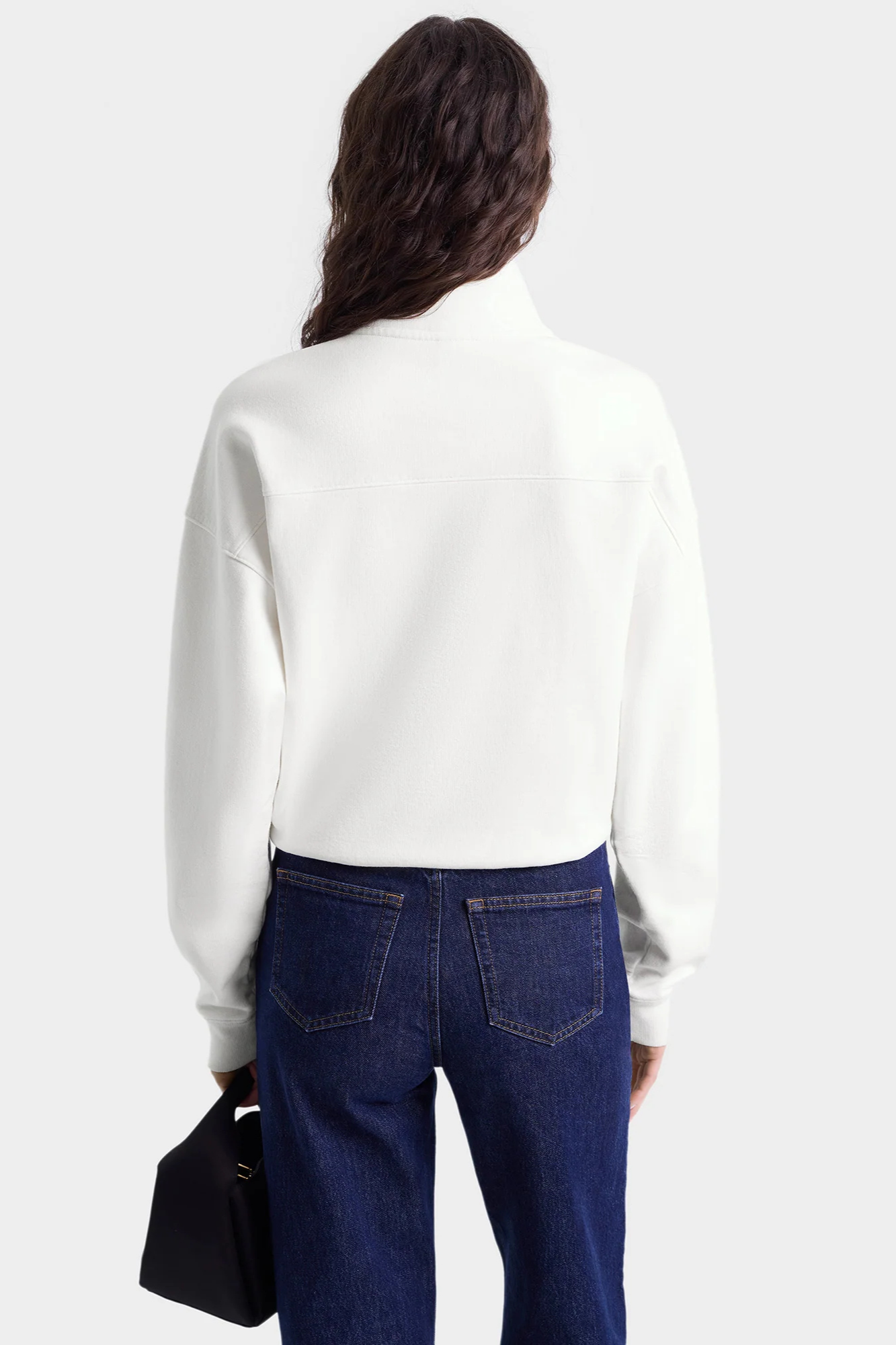 H&W CREST EMBROIDERED QUARTER WHITE ZIP