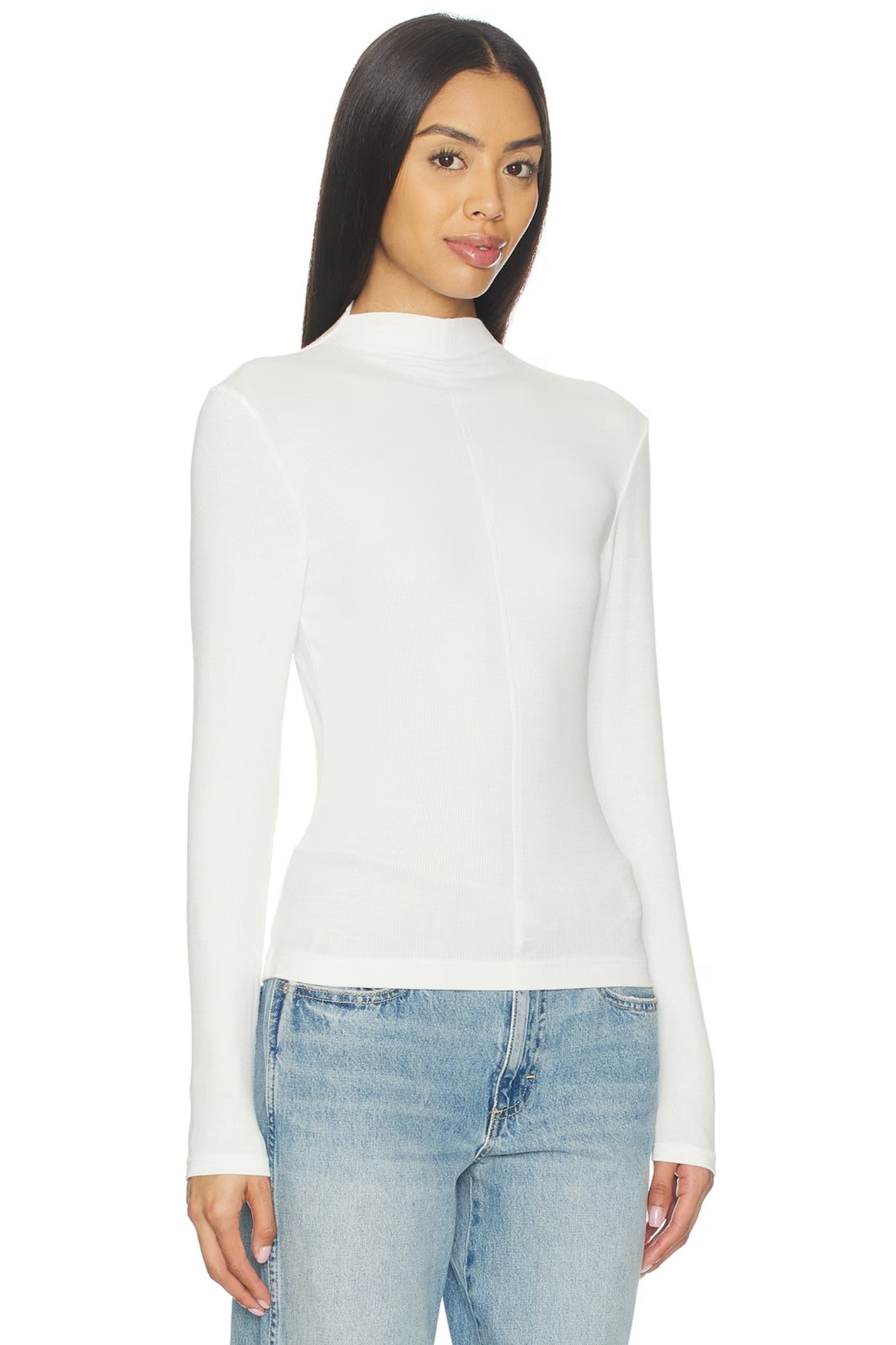 DARA LONG SLEEVE FUNNEL ECRU NECK TOP