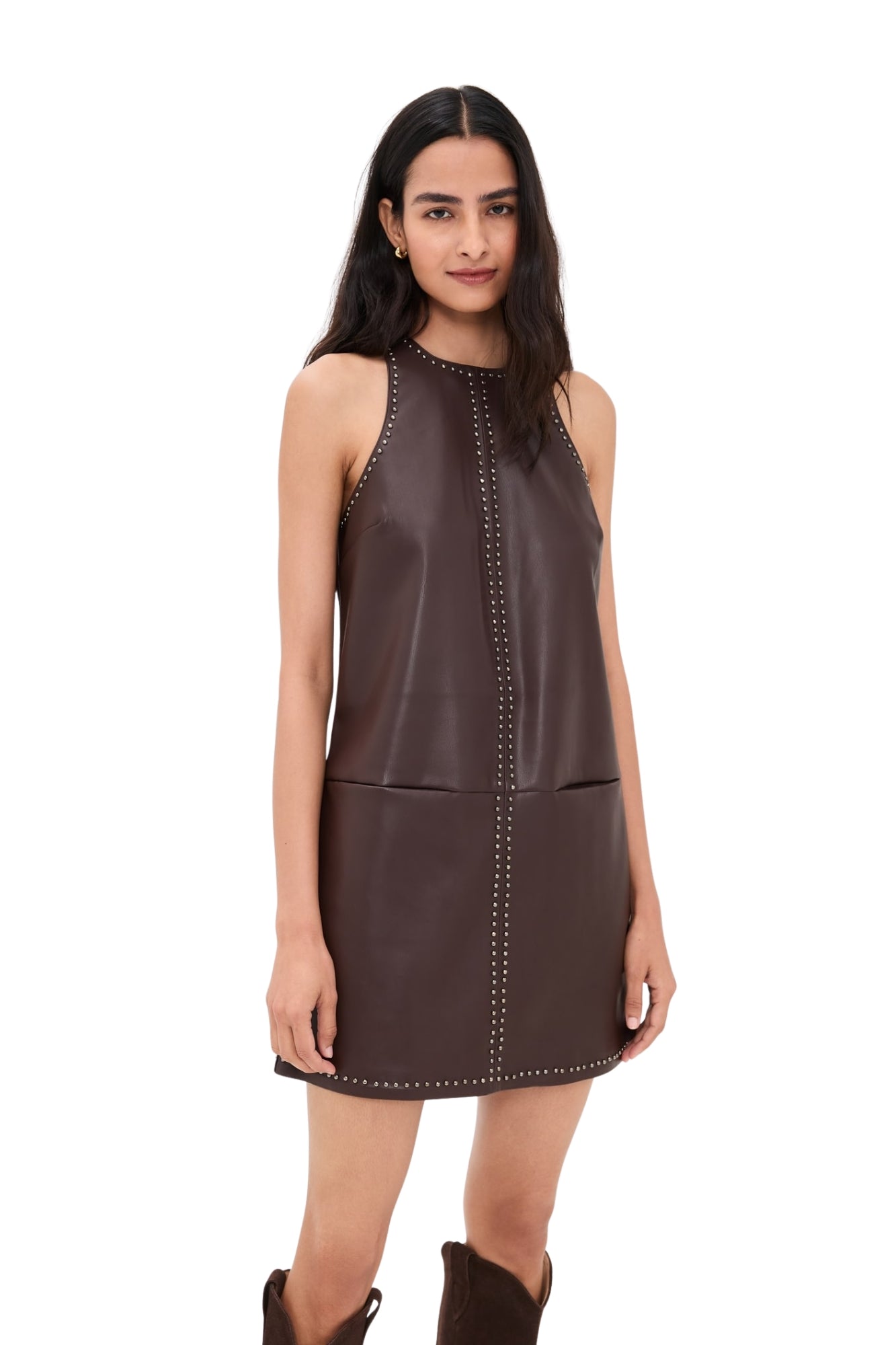 DAMIAN FAUX LEATHER MINI DRESS