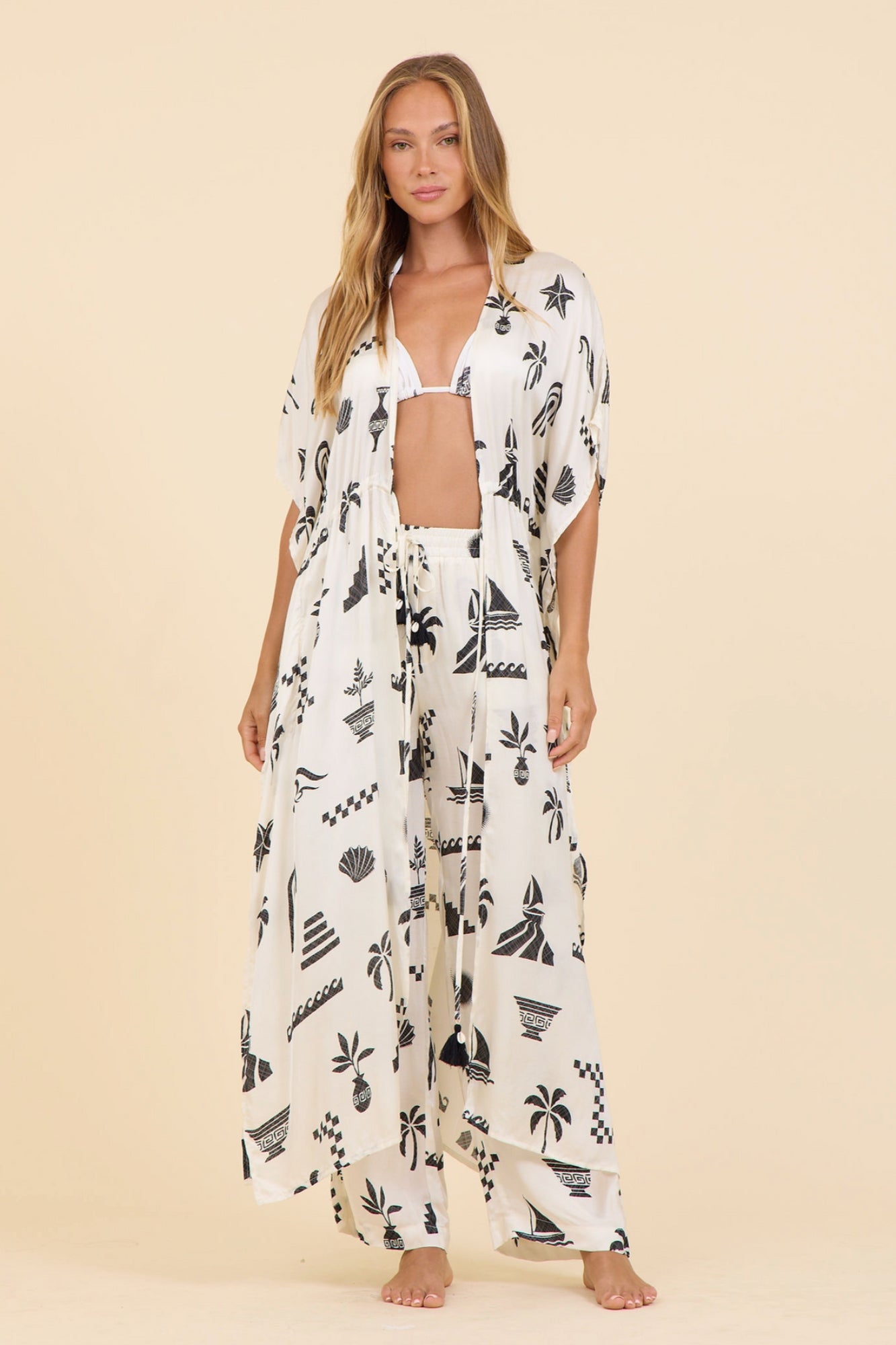 BEACH VIBE PRINTED SATIN DRESS