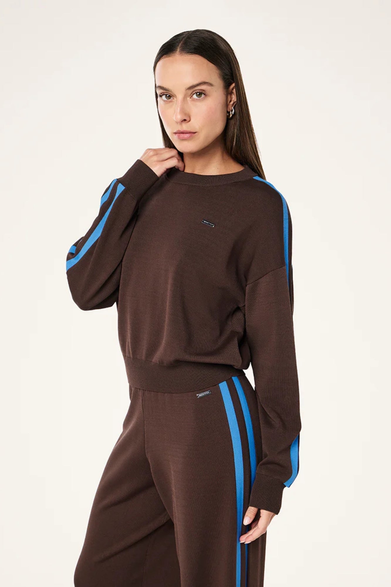 RETREAT KNIT JUMPER IN COFFEE AND MARINA