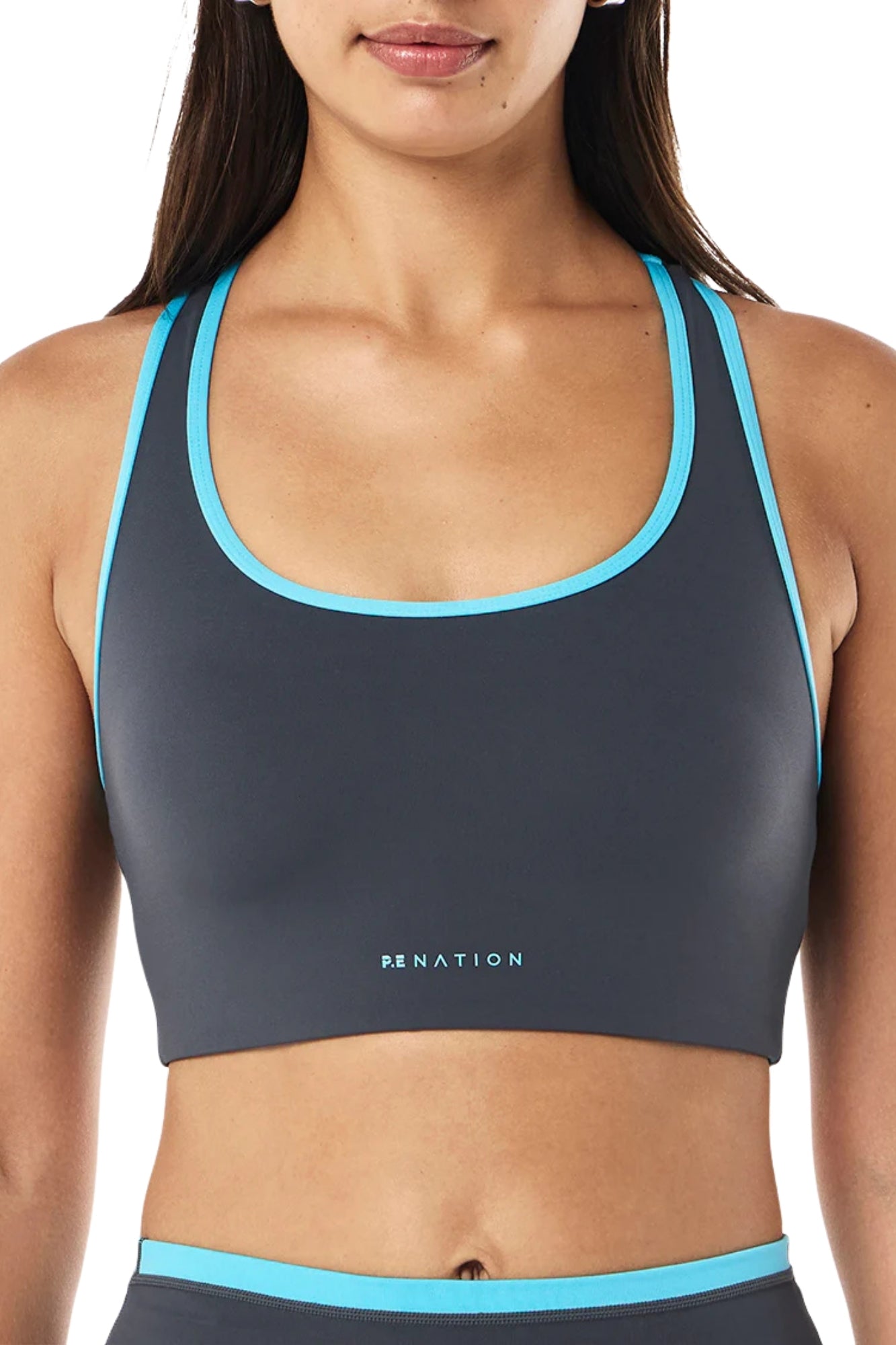 STELLAR SPORTS BRA IN MARINE BLUE AND TURQUOISE