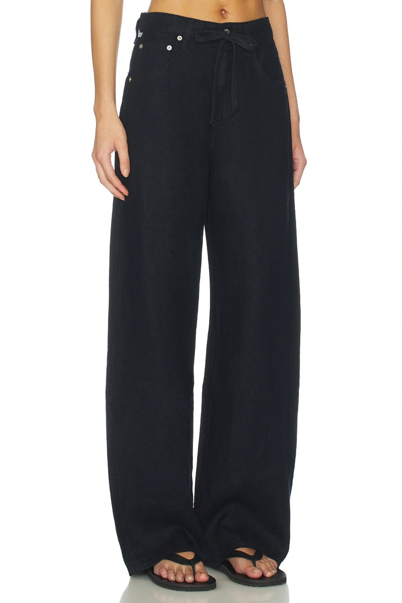 BRYNN DRAWSTRING TROUSER IN TRUE NAVY LINEN