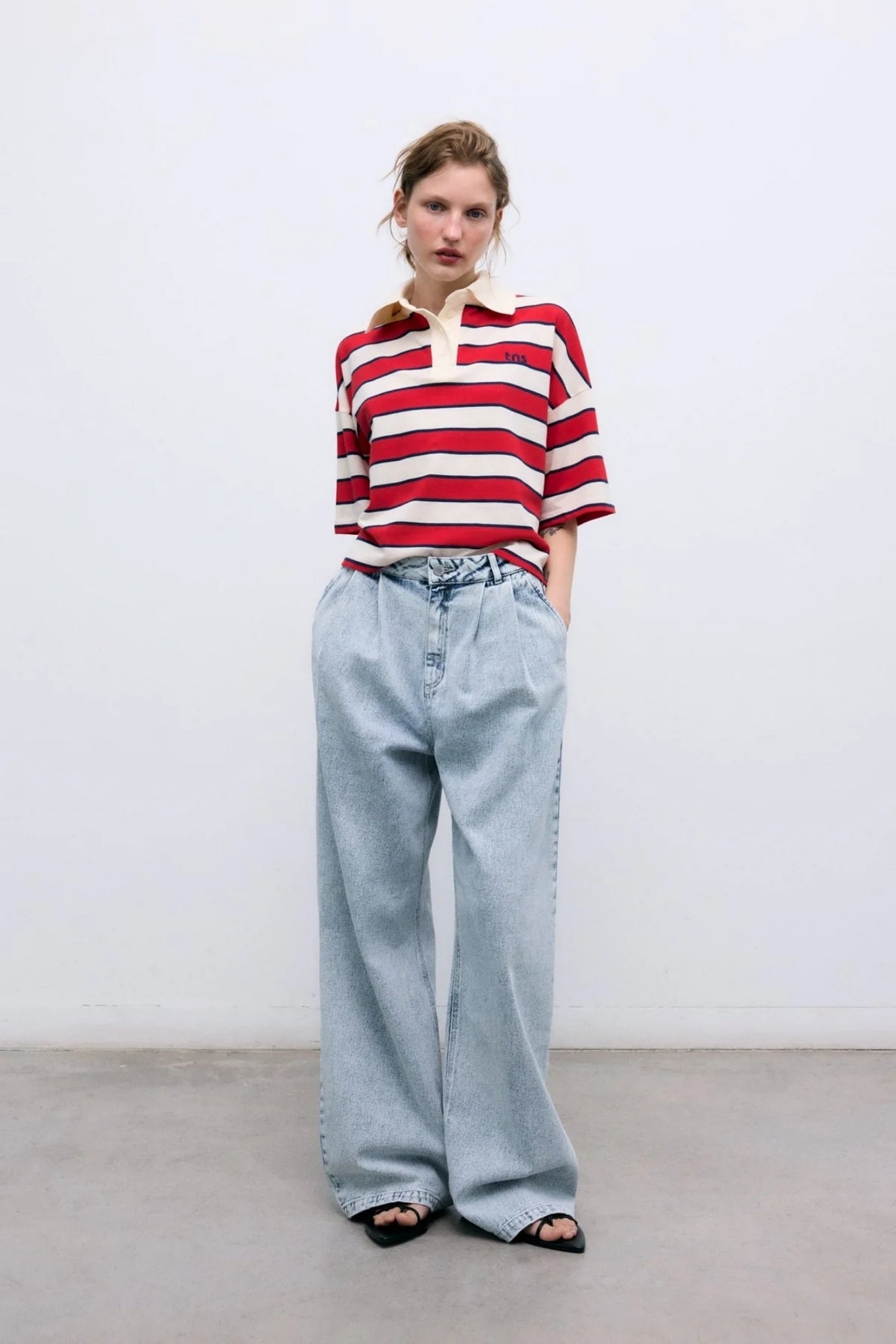ACACIA POLO TULIP RED AND MIDNIGHT STRIPES