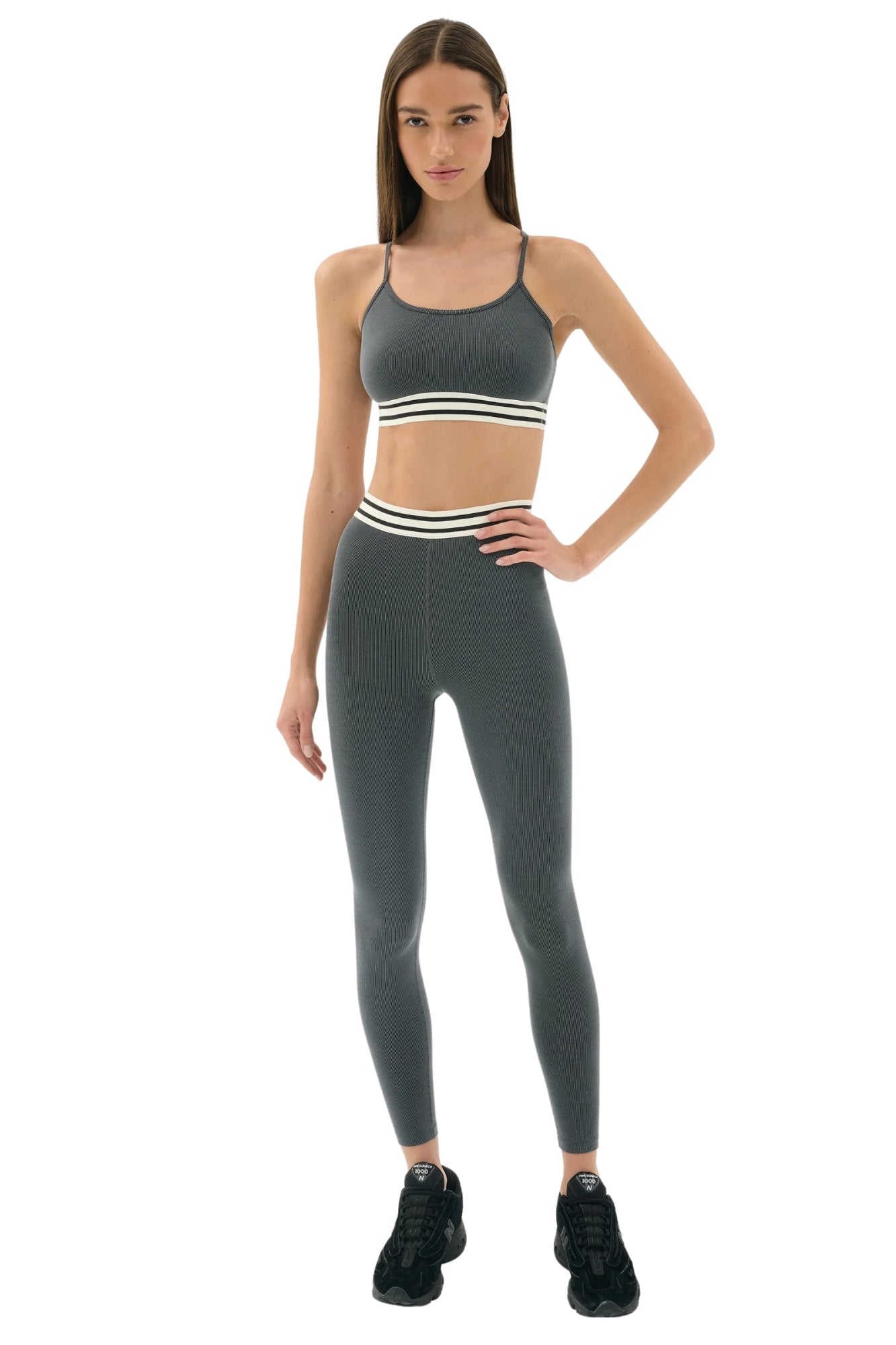 CALI RAQUEL ACTIVE RIB HEATHER GREY SET