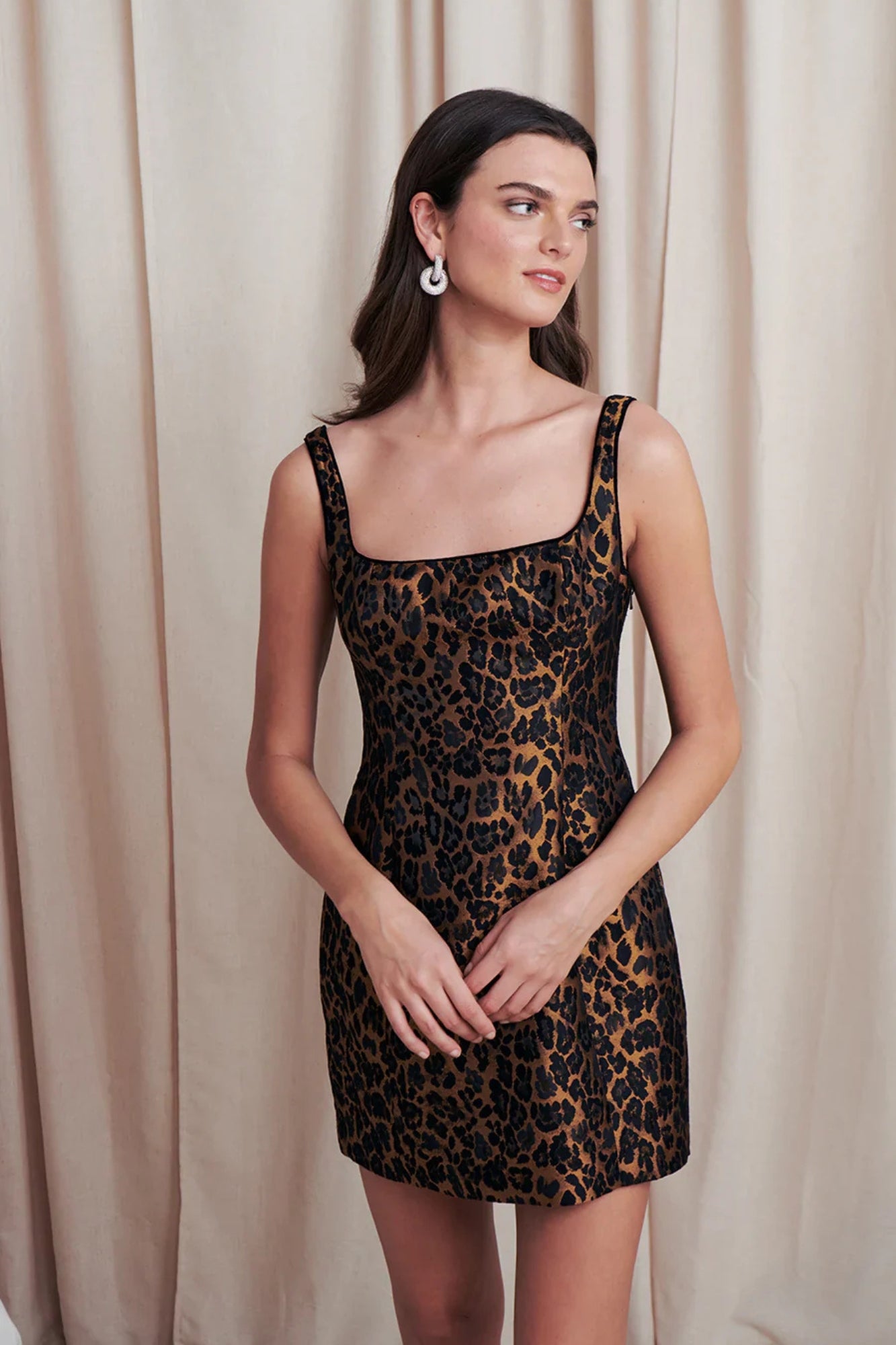 RANDI LEOPARD JACQUARD MINI DRESS