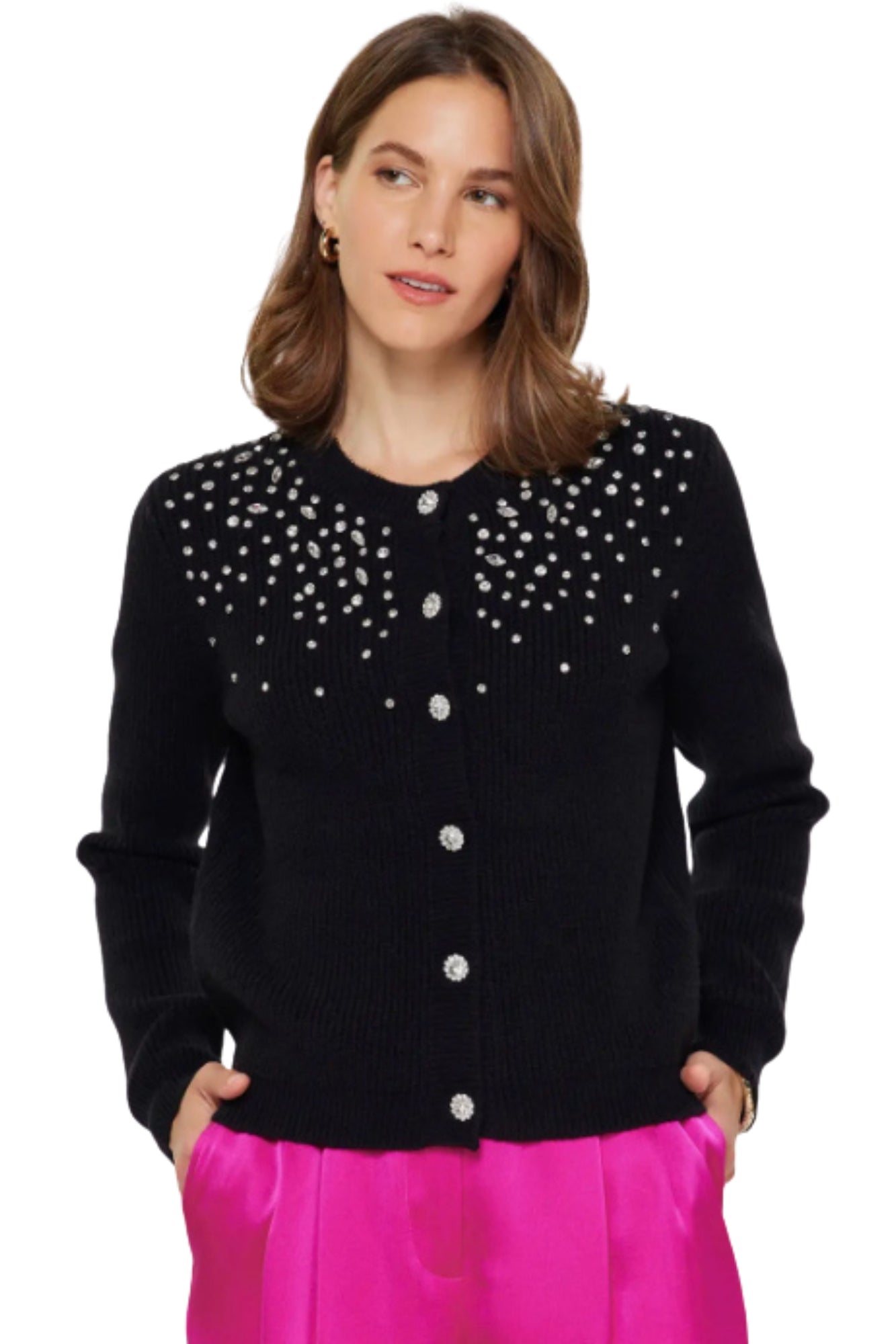 CRYSTAL BEADED BLACK CARDIGAN