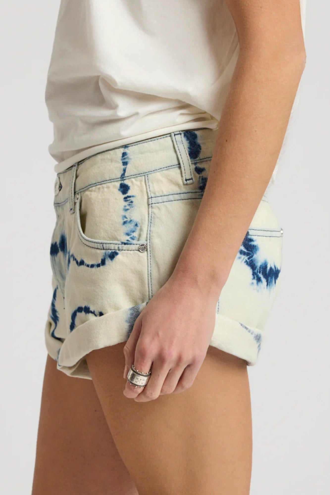 REVIVAL BANDITS TIE DYE LOW WAIST DENIM SHORTS