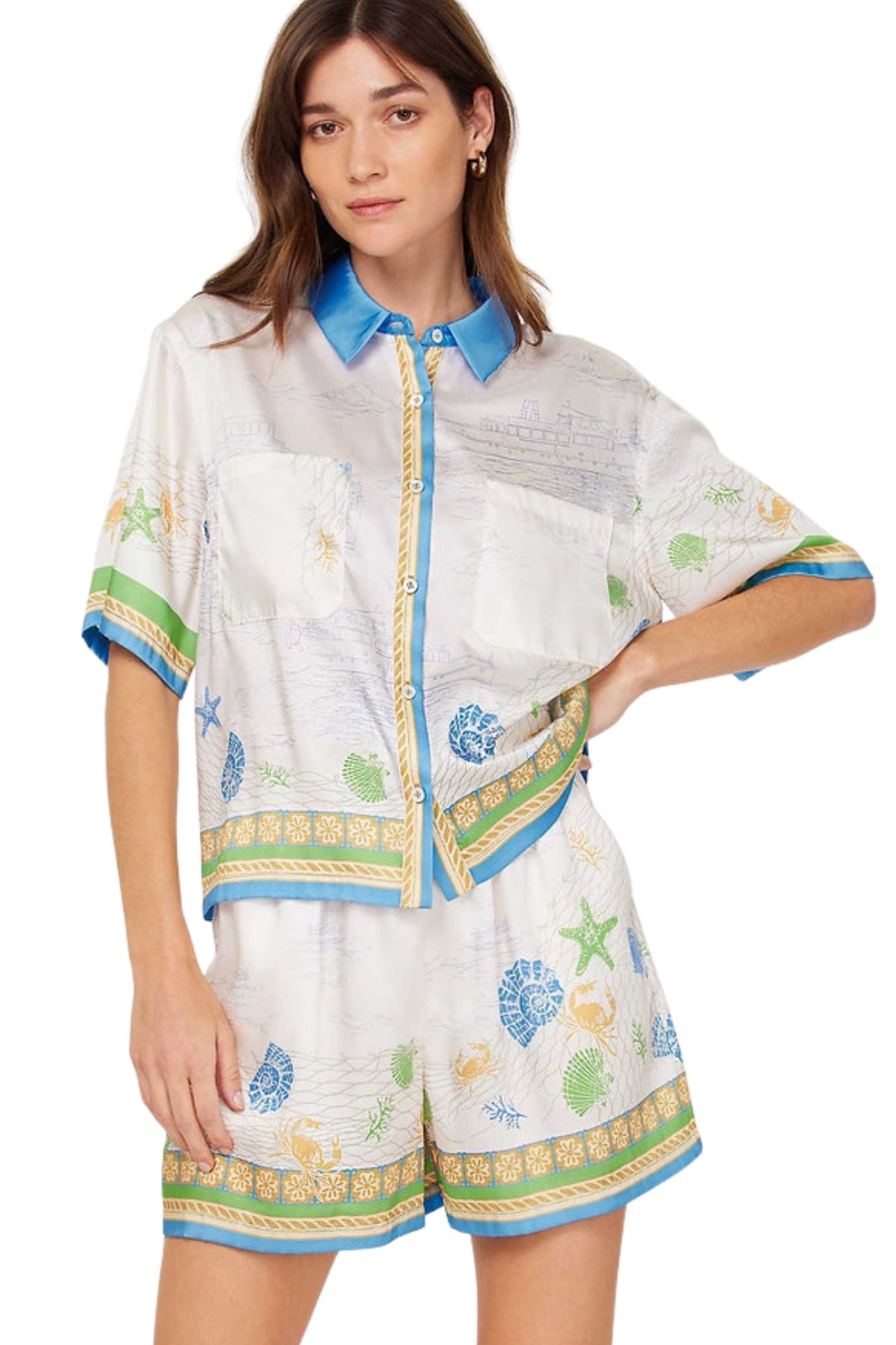 BORDERED COSTAL PRINT SET