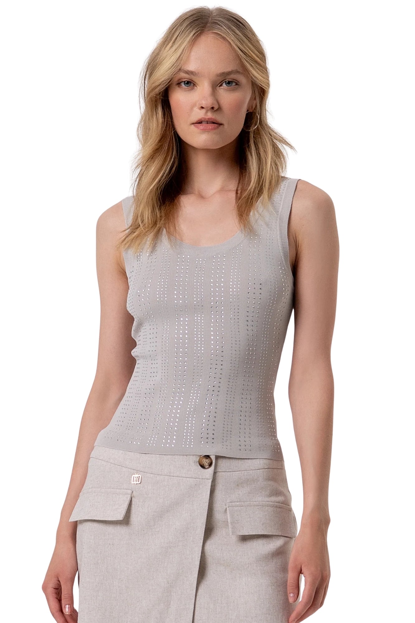 EMBELLISHED TANK TOP IN SAND