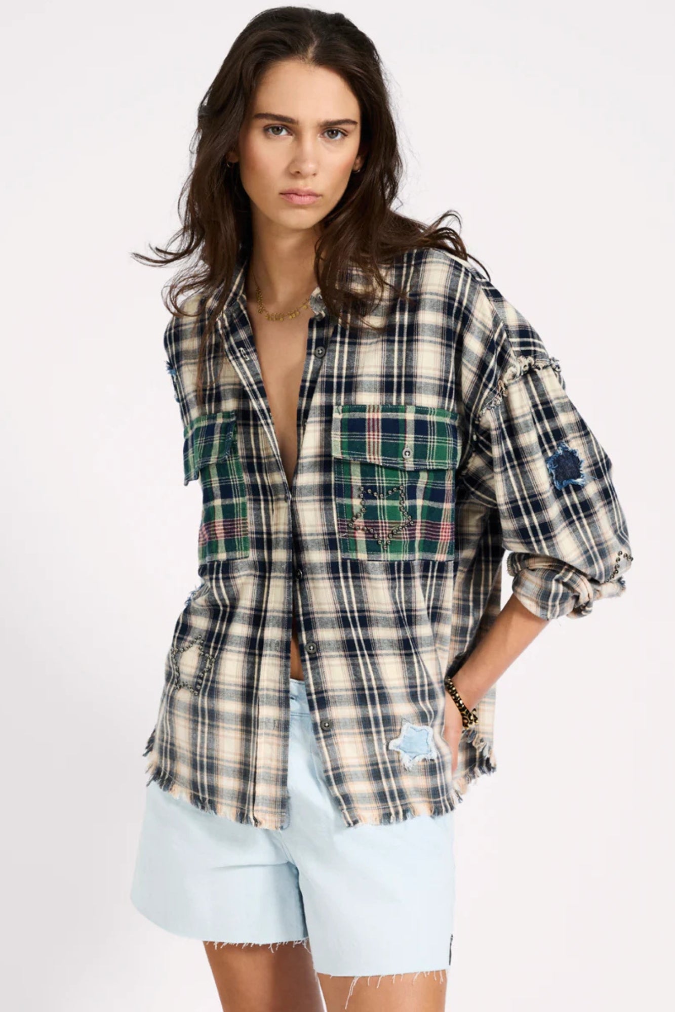 unsually｜ Studded Check Shirt unsually｜ Studded Check Shirt