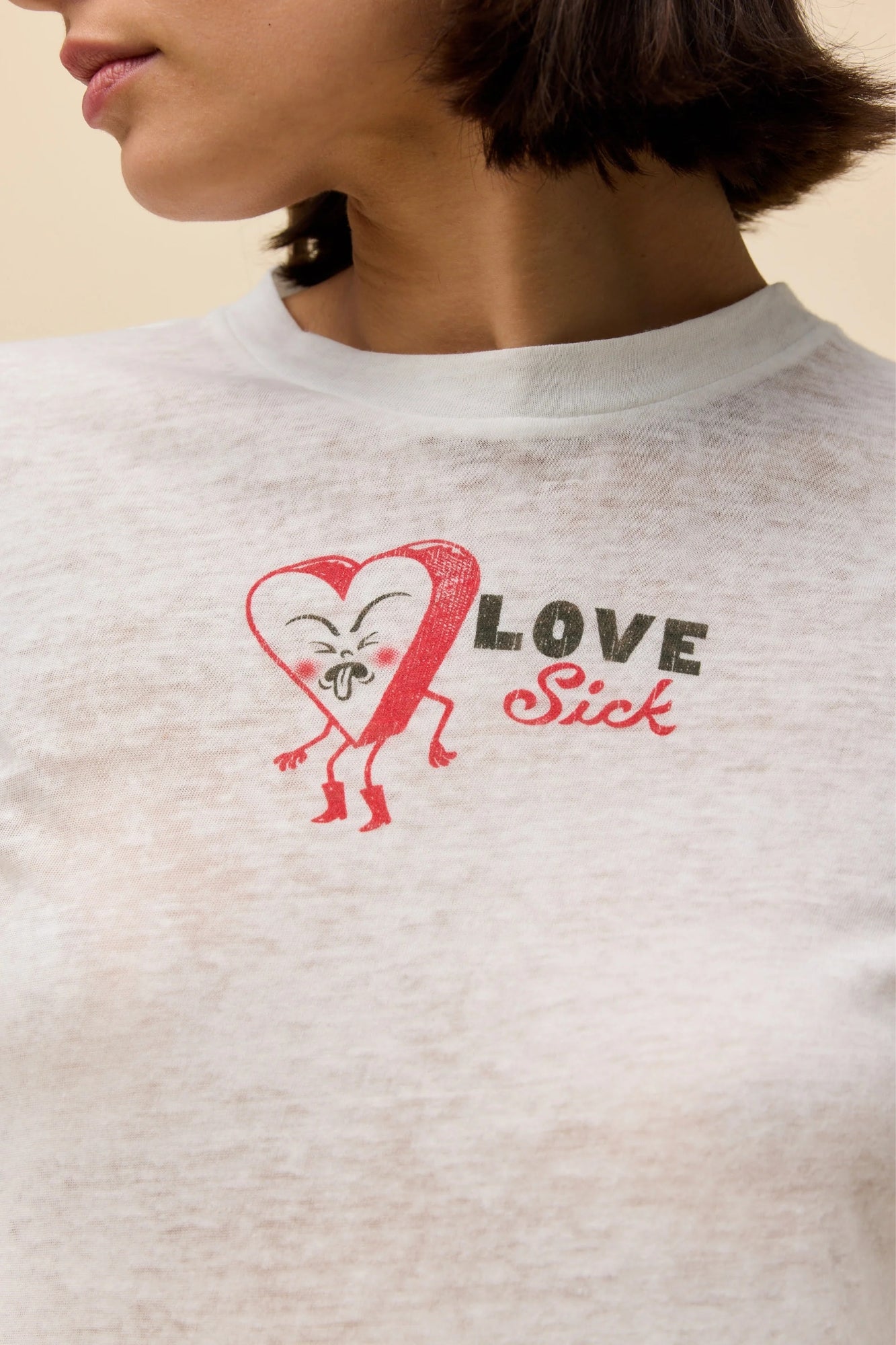 LOVE SICK HEART BURNOUT VINTAGE TEE