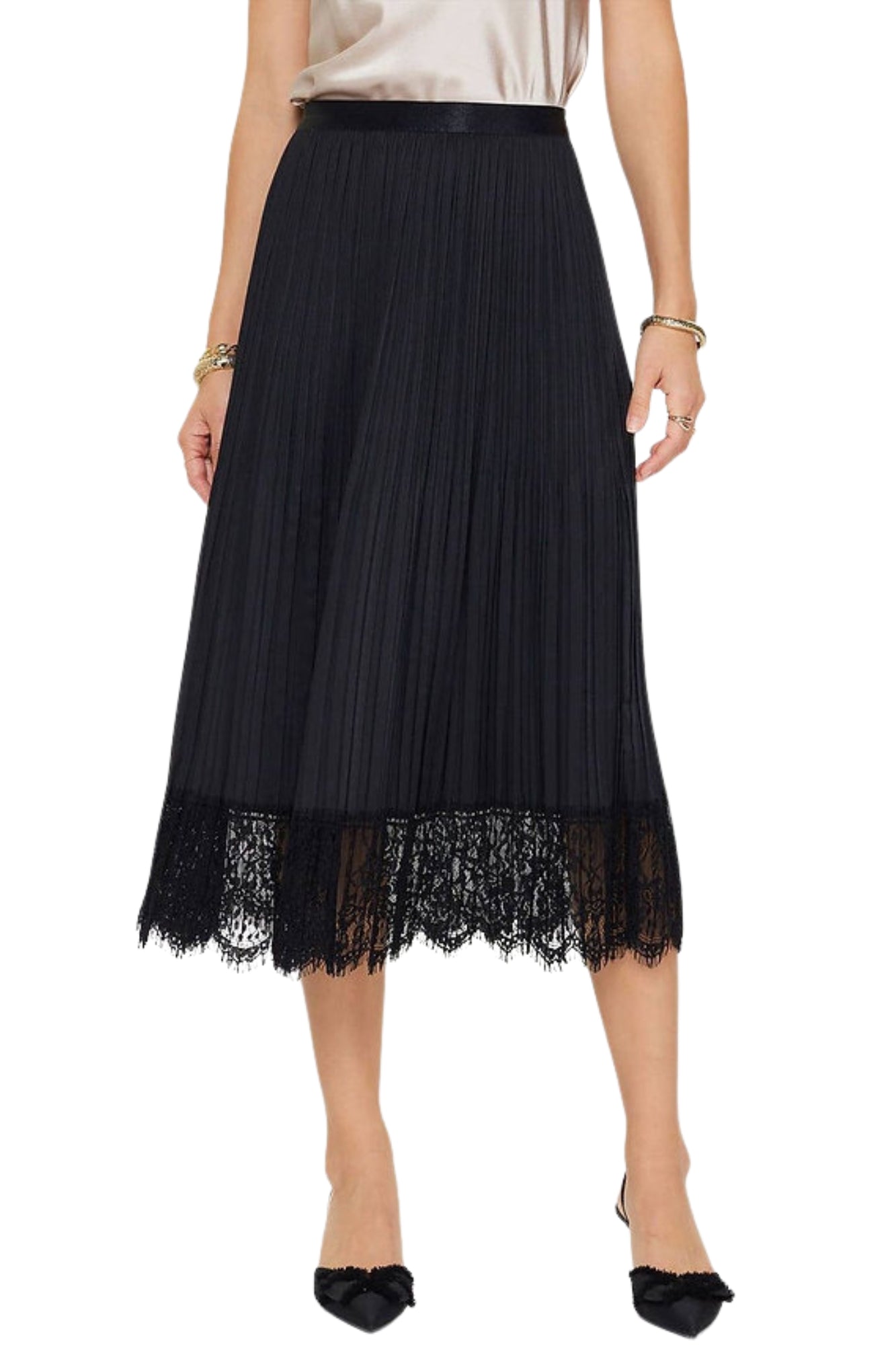 PLEATED MIDI BLACK SKIRT