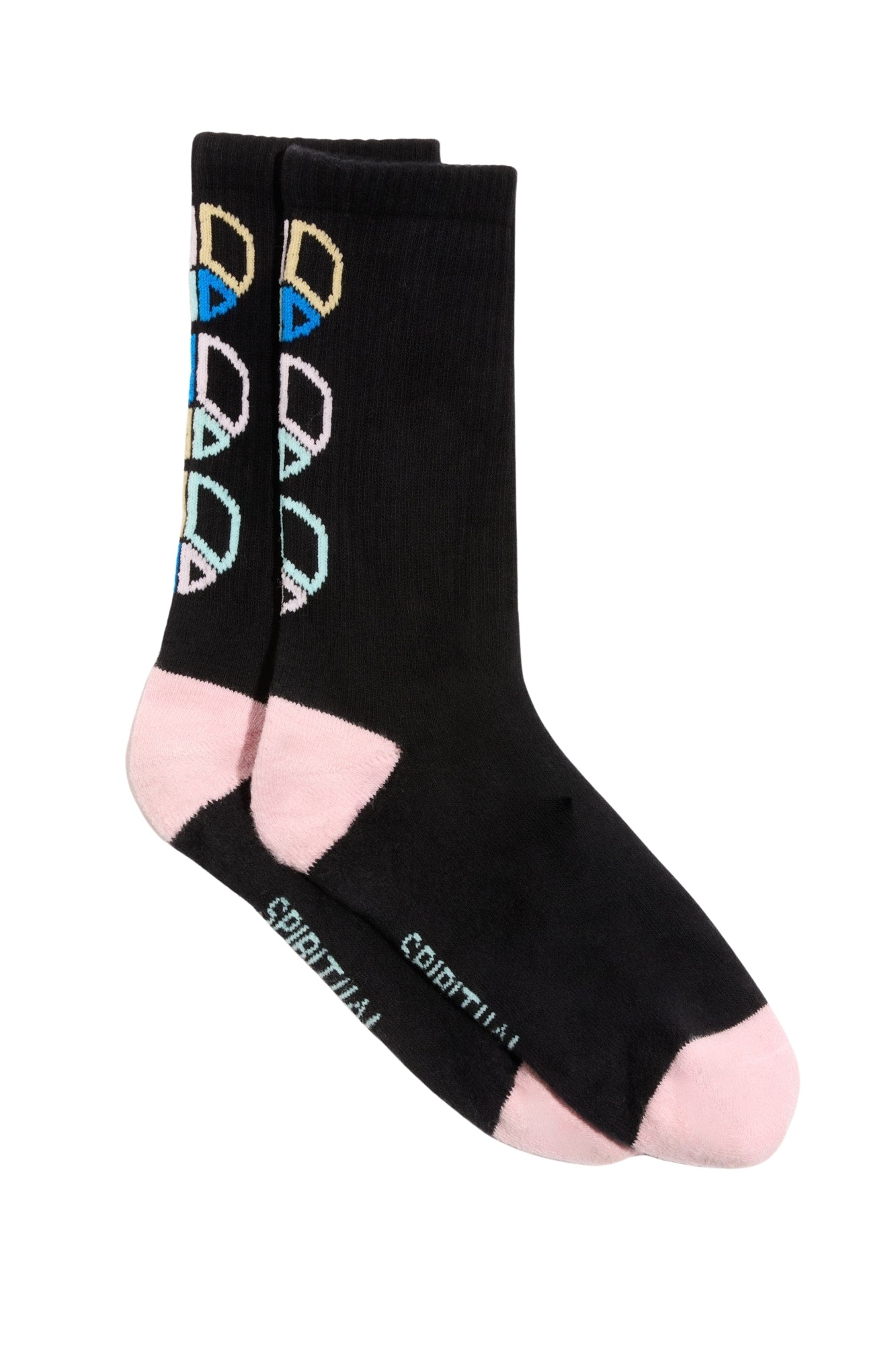 PEACE EMBLEM CREW BLACK PINK DUNES SOCK