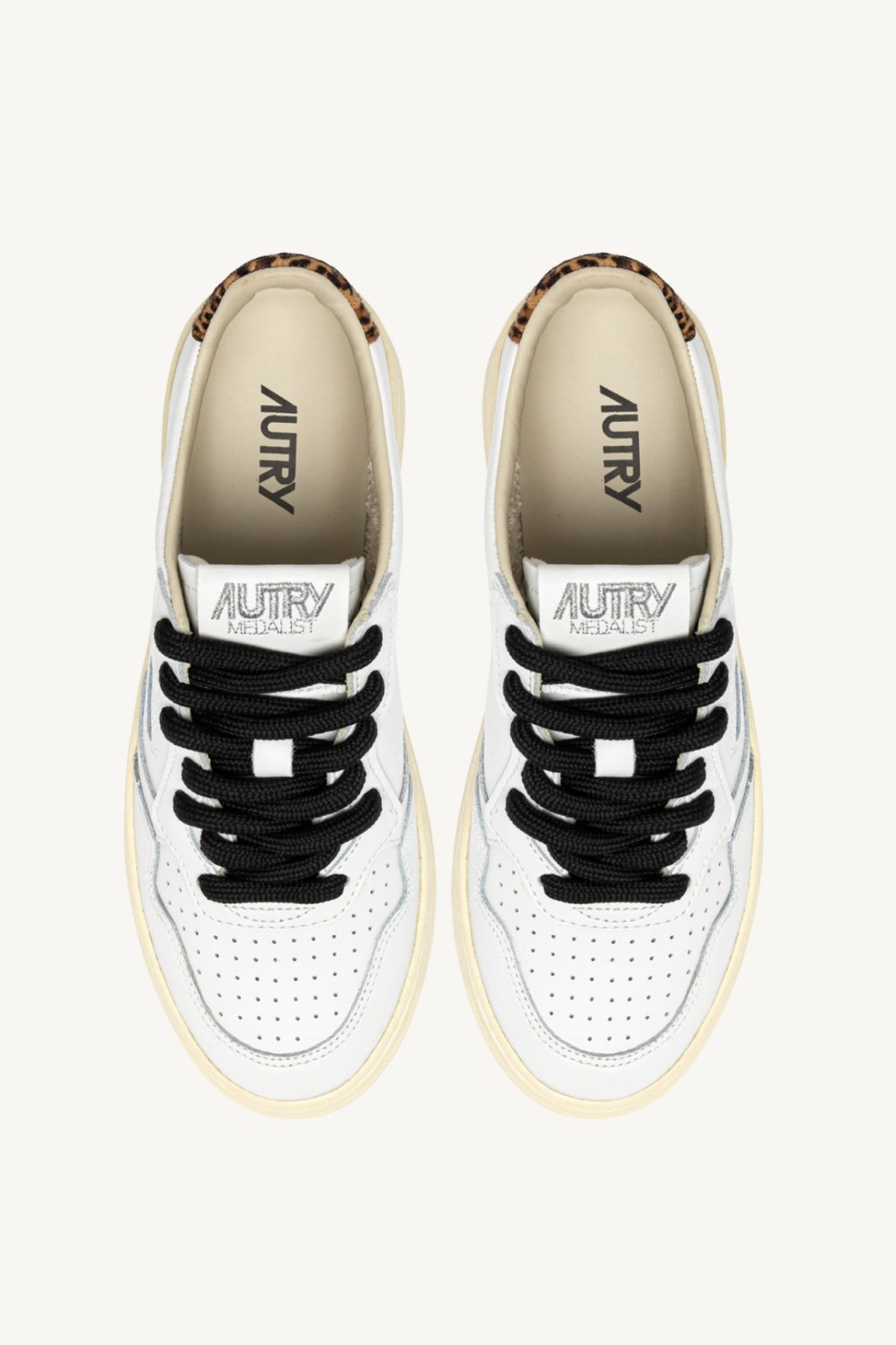 MEDALIST LOW SNEAKERS IN LEATHER COLOR WHITE AND LEOPARD