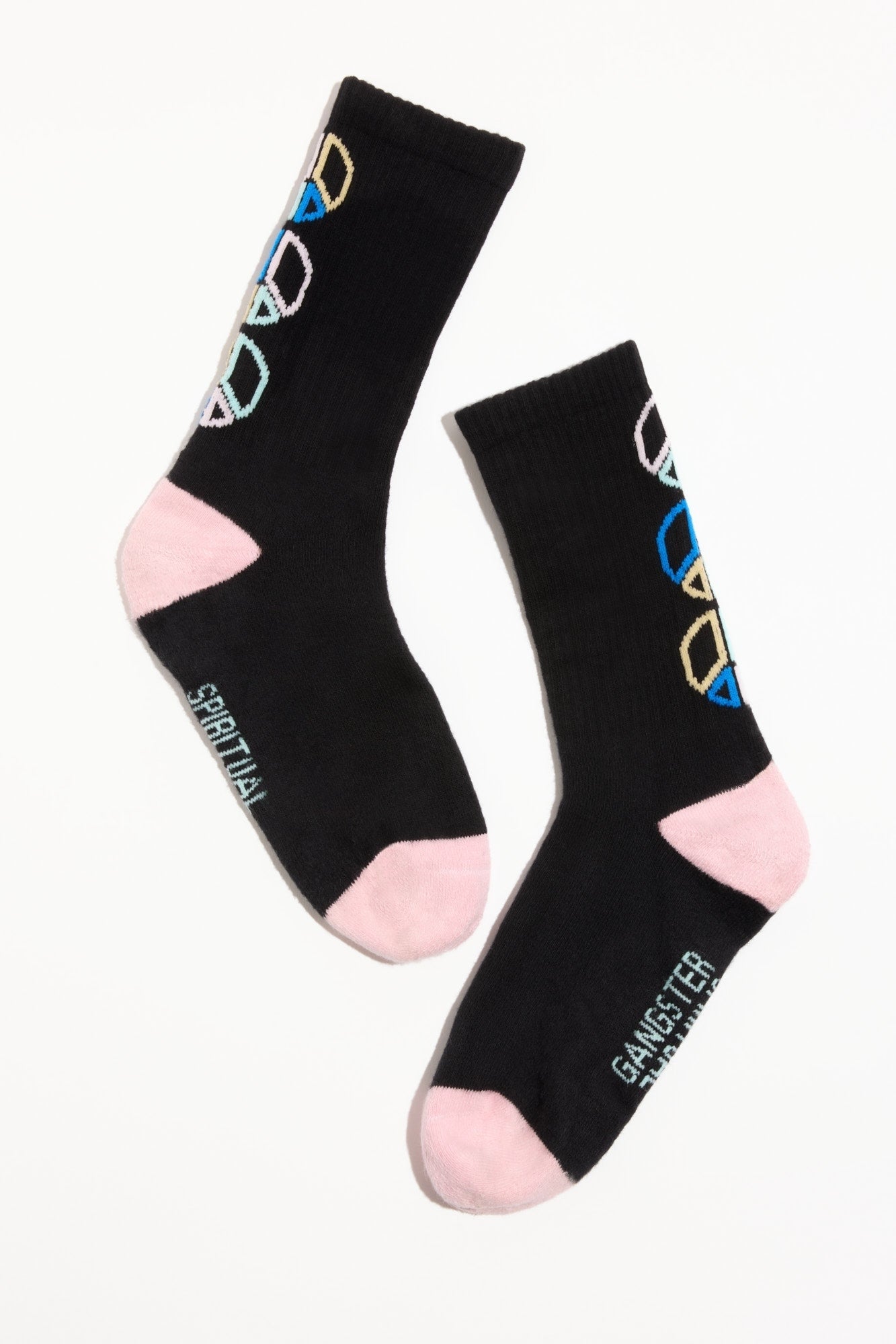 PEACE EMBLEM CREW BLACK PINK DUNES SOCK