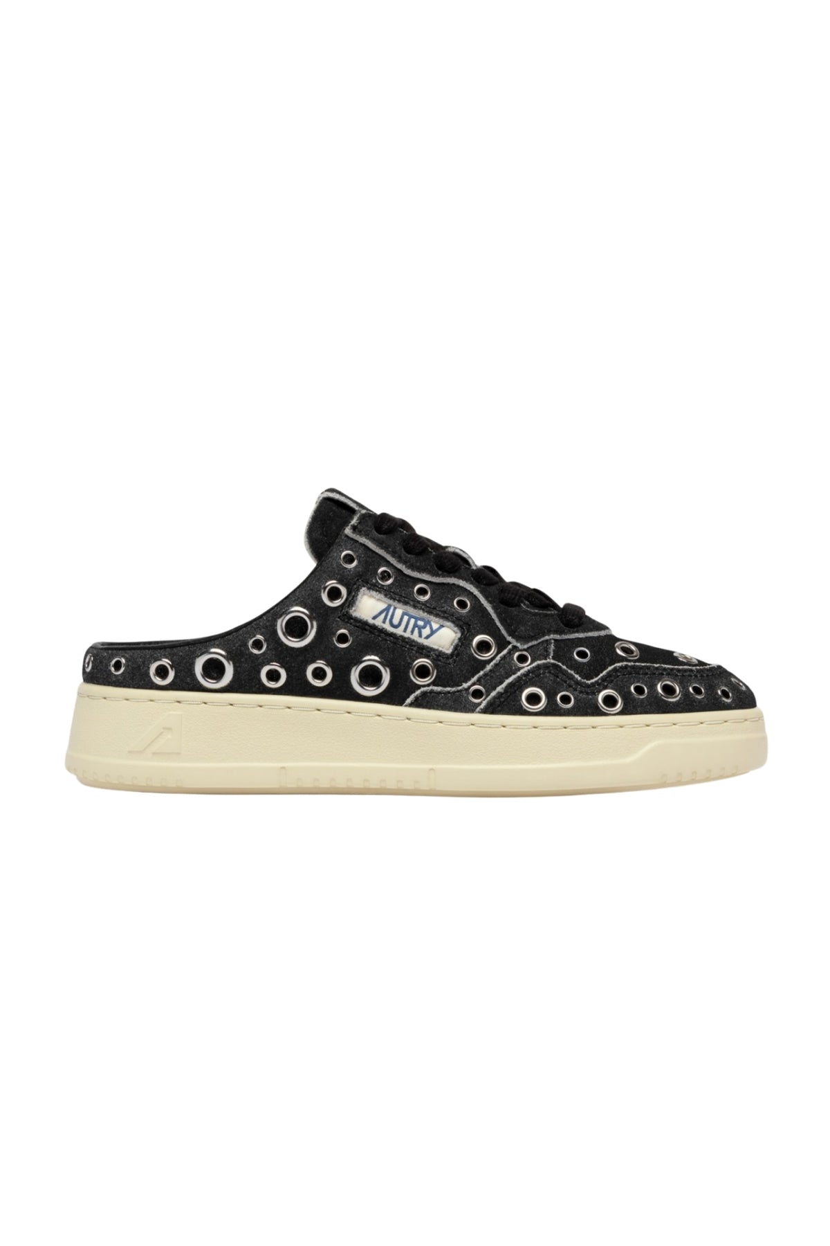 MEDALIST MULE SNEAKERS IN BLACK LEATHER WITH STUDDED DETAILS