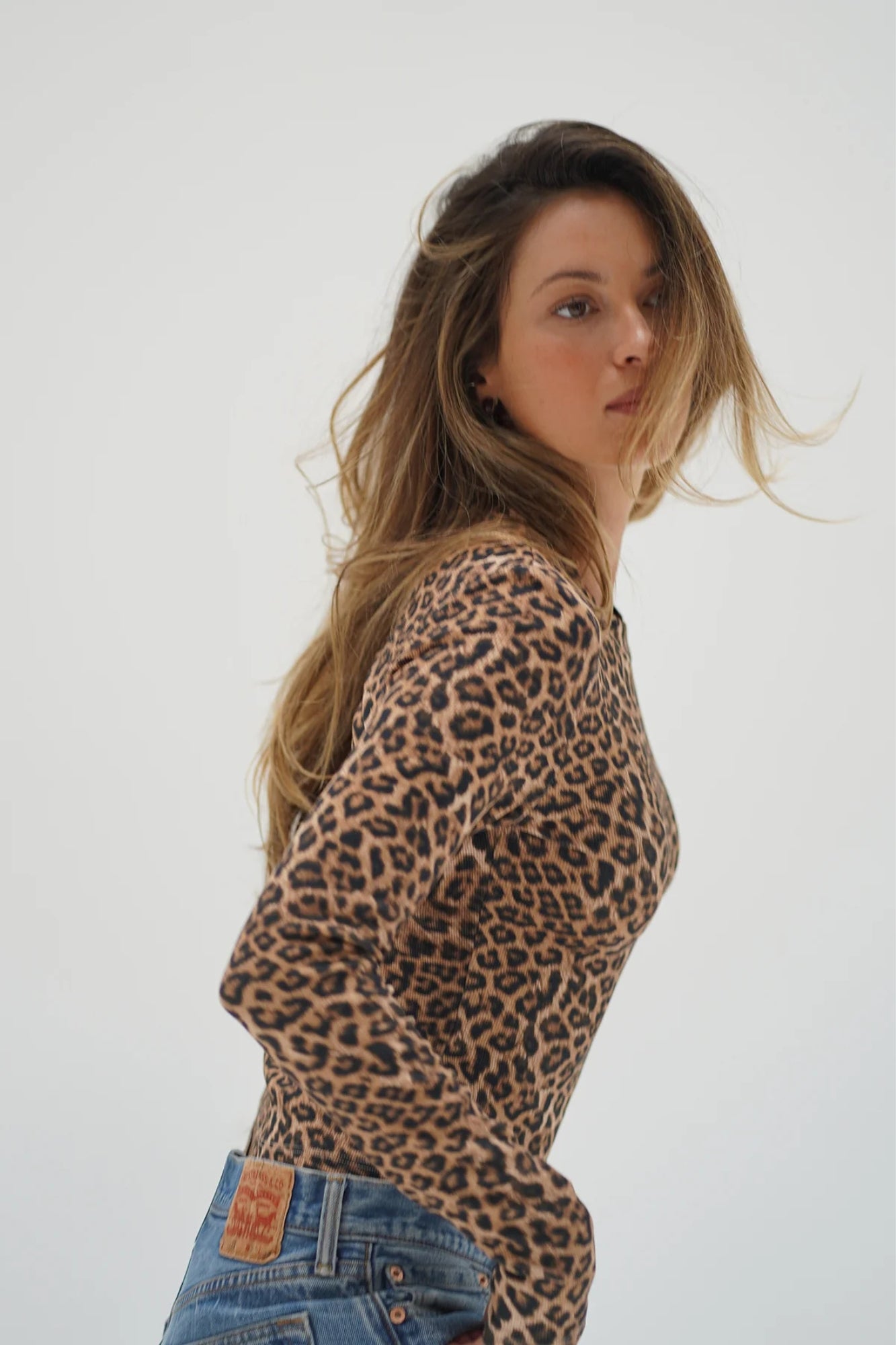 DALSTON RIBBED CROPPED LEOPARD LONG SLEEVE