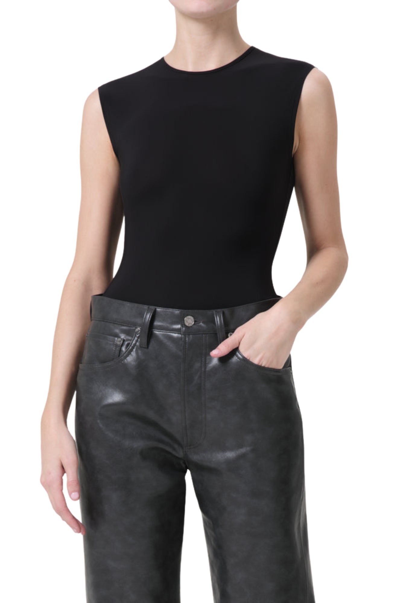 AURA SLEEVELESS BLACK BODYSUIT