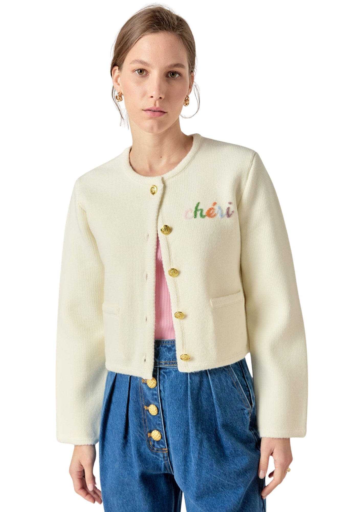 CHERI BEADED IVORY CARDIGAN