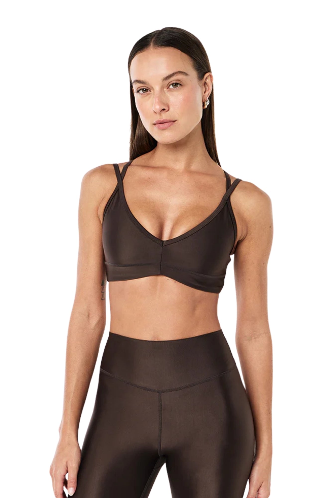 PARAMOUNT SPORTS BRA IN COFFEE SHINE