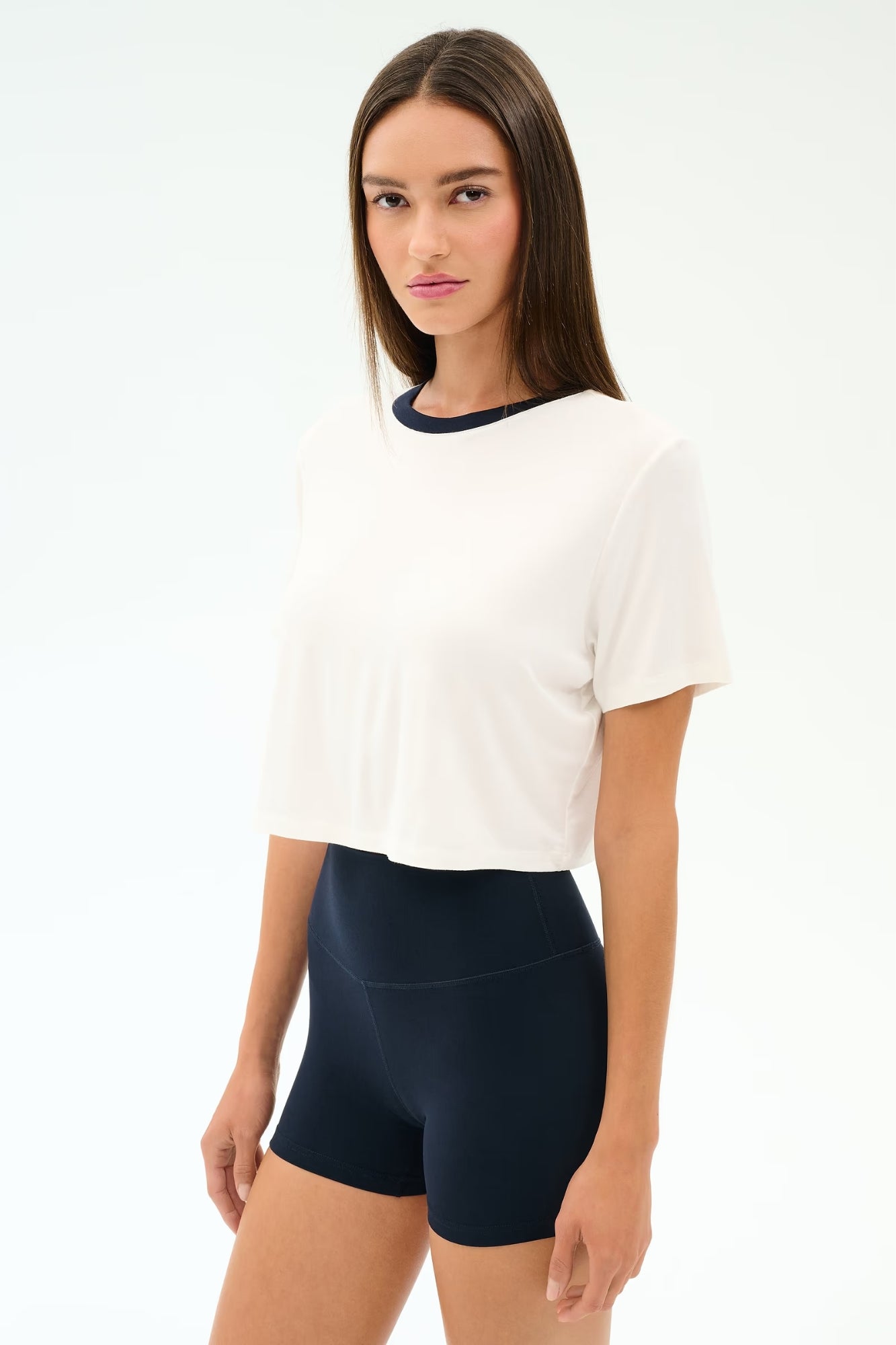 DJUNA CROP RINGER WHITE AND INDIGO