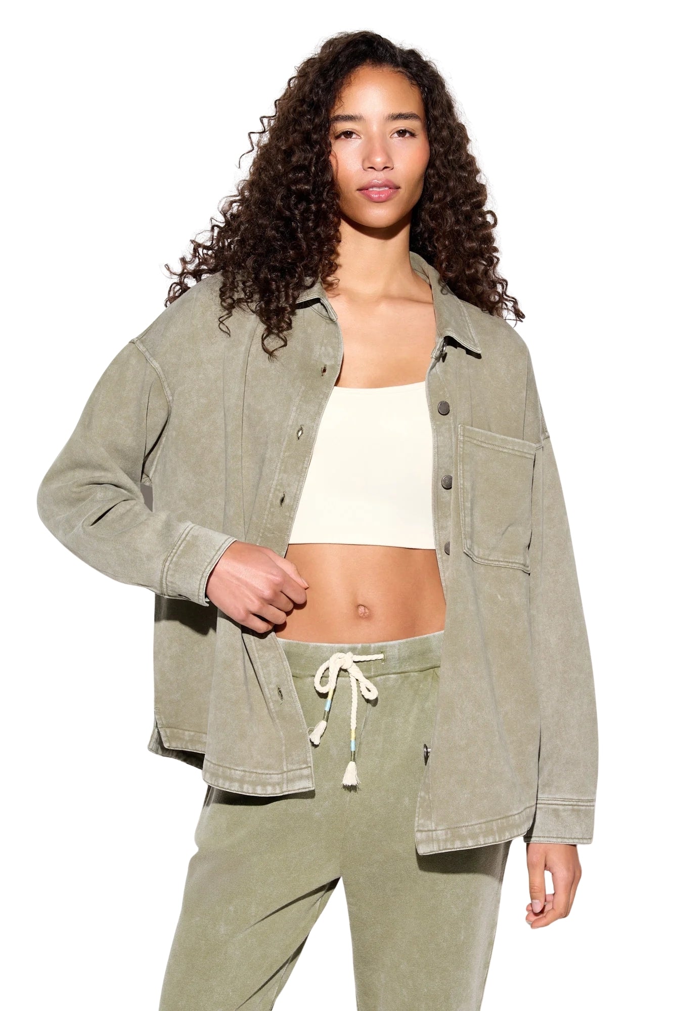 REBIRTH SUNNY BUTTON DOWN IN EUCALYPTUS