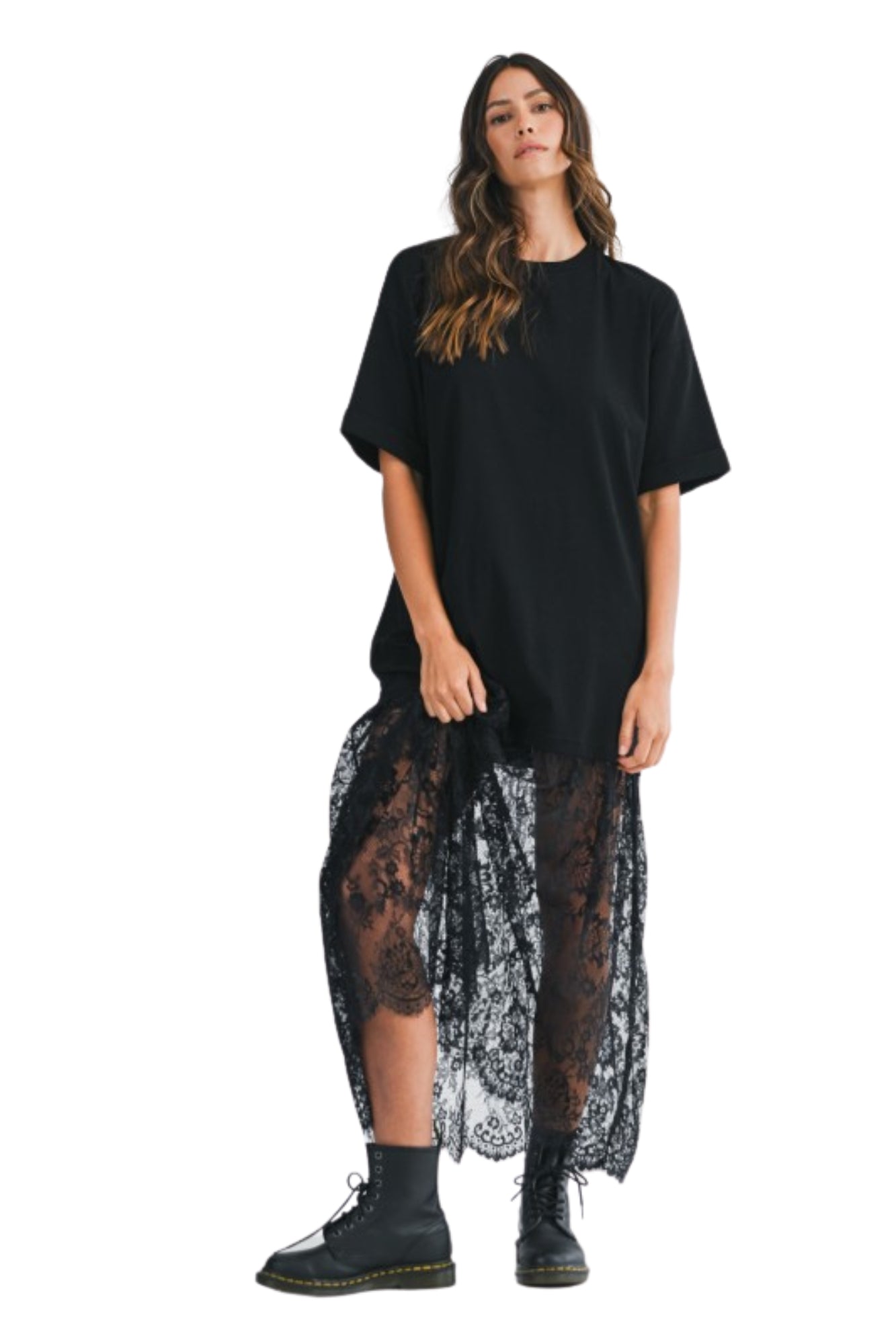 OVERSIZED T SHIRT SHEER BLACK MAXI DRESS