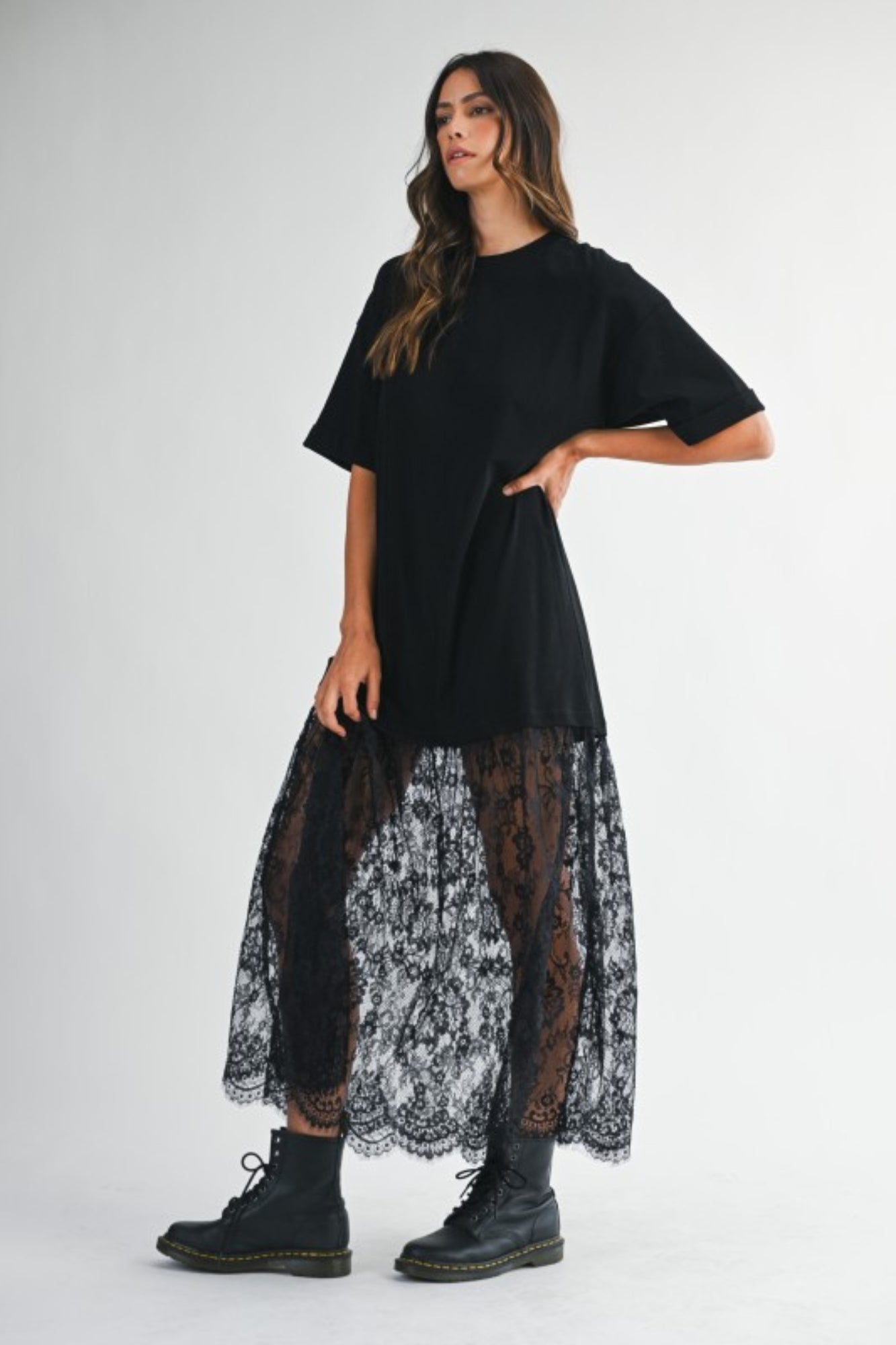 OVERSIZED T SHIRT SHEER BLACK MAXI DRESS