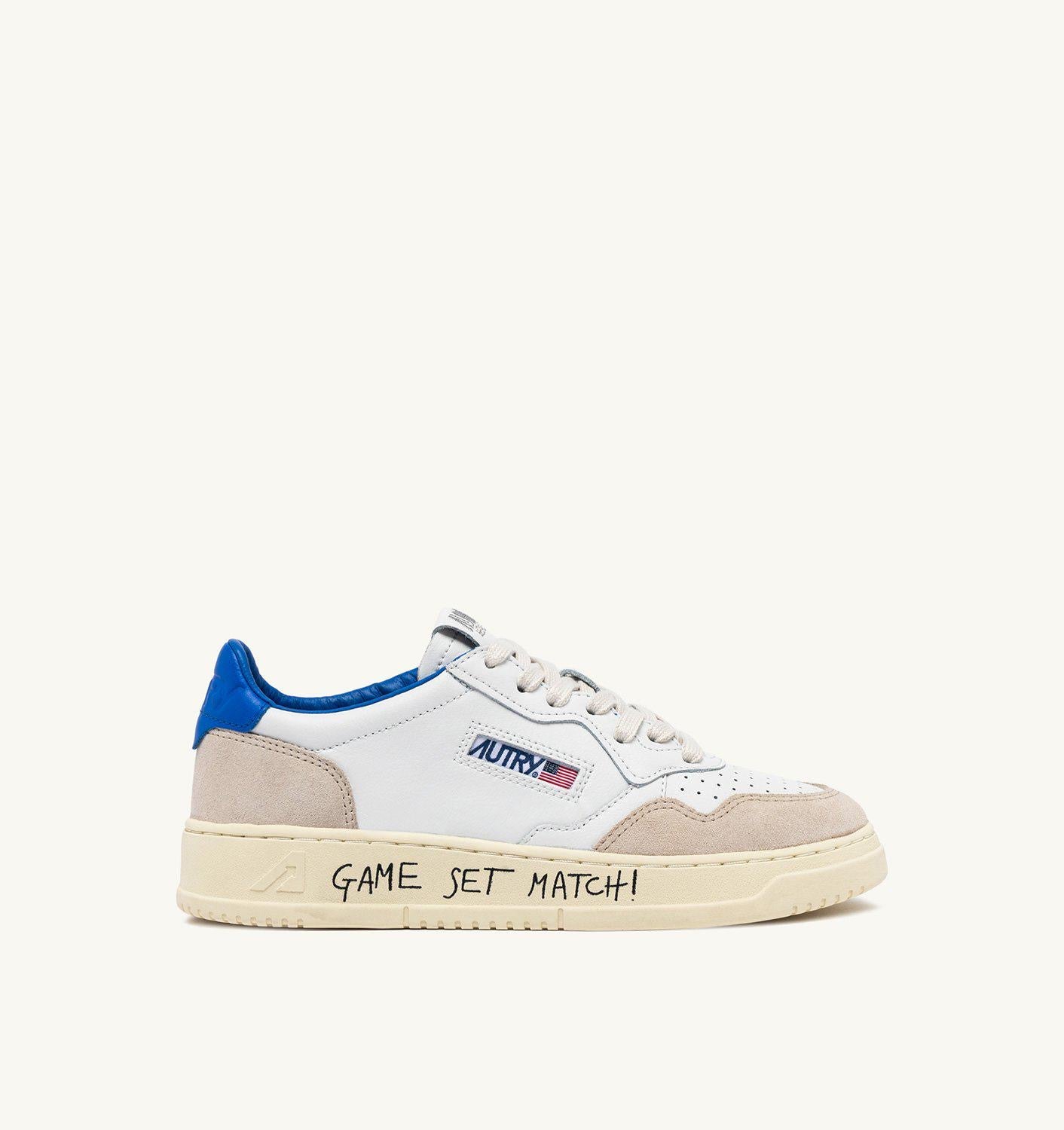 MEDALIST LOW SNEAKERS IN WHITE AND PALACE BLUE LEATHER WITH LETTERING