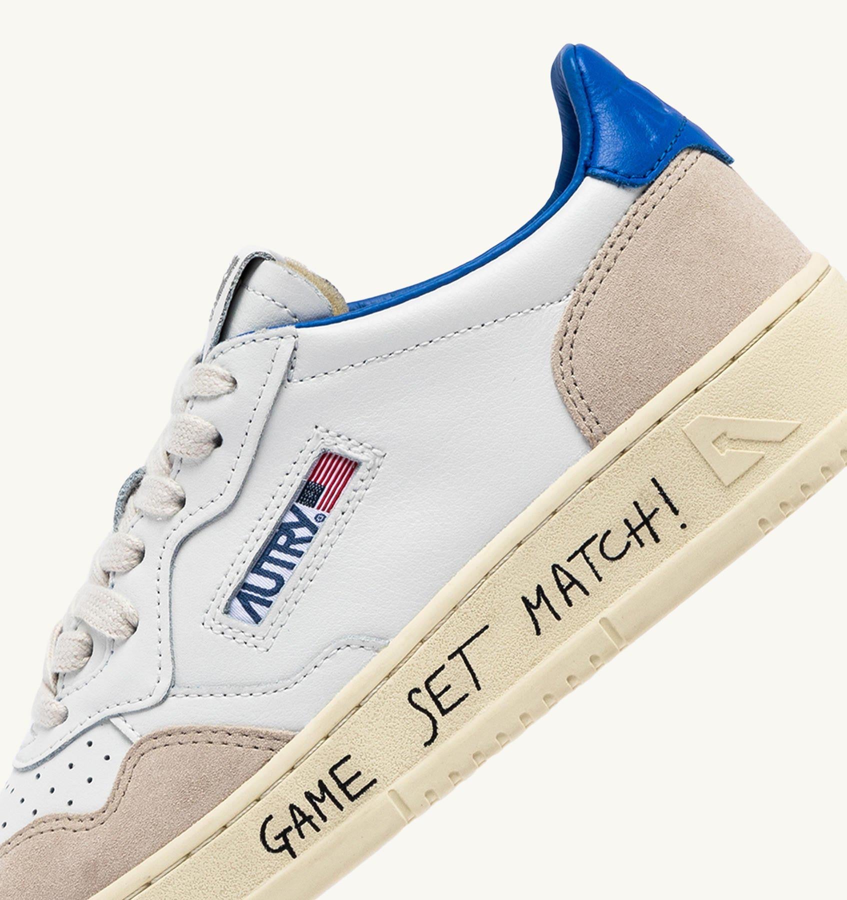 MEDALIST LOW SNEAKERS IN WHITE AND PALACE BLUE LEATHER WITH LETTERING