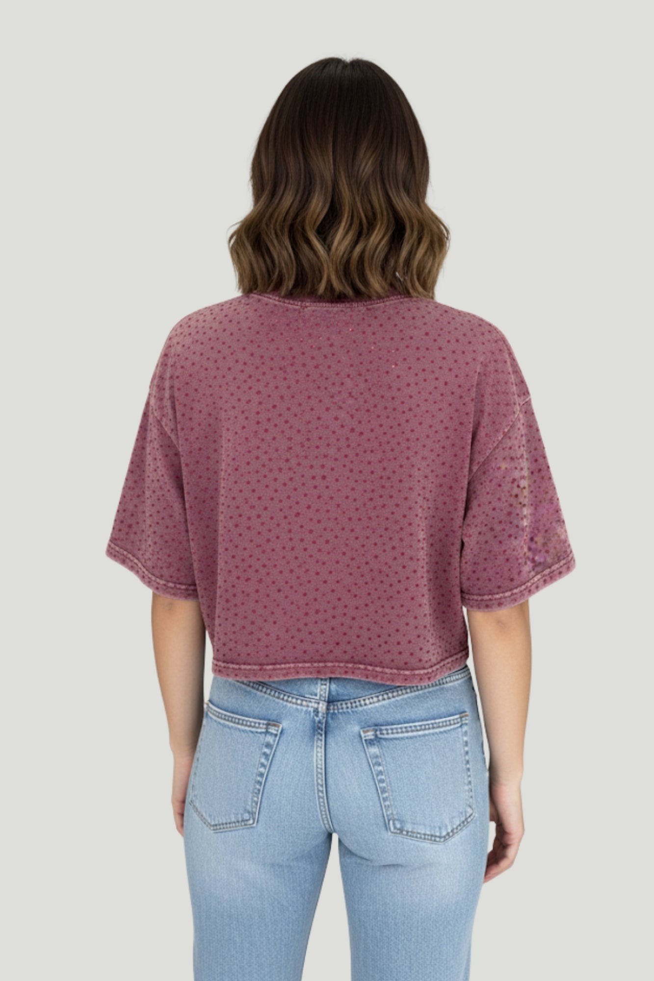 CROP RHINESTONE BURGUNDY TOP