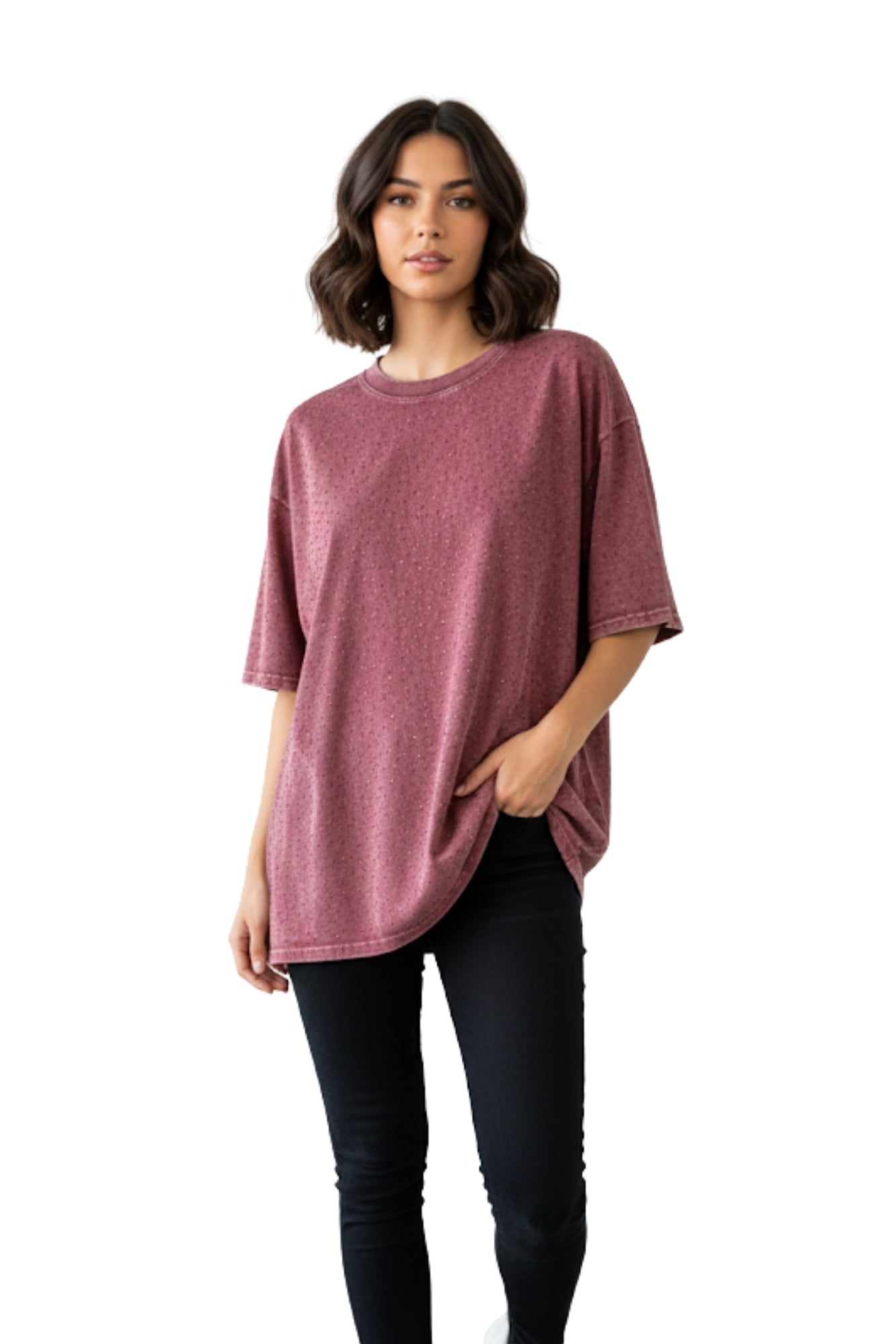 RHINESTONE BURGUNDY TOP