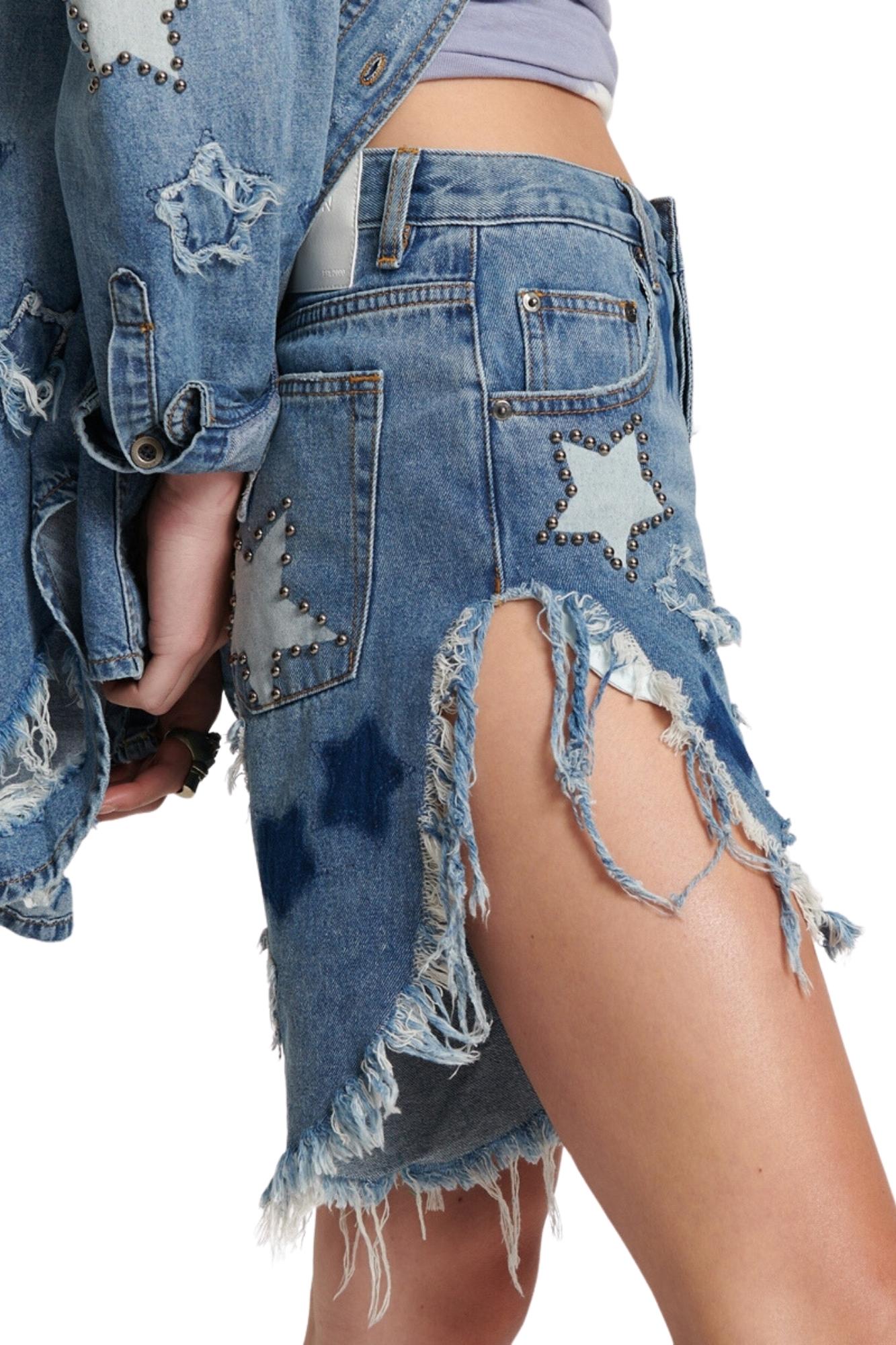     JOHNNY-BLUE-STAR-HIGH-WAIST-FRANKIES-LONG-LENGTH-DENIM-SHORT