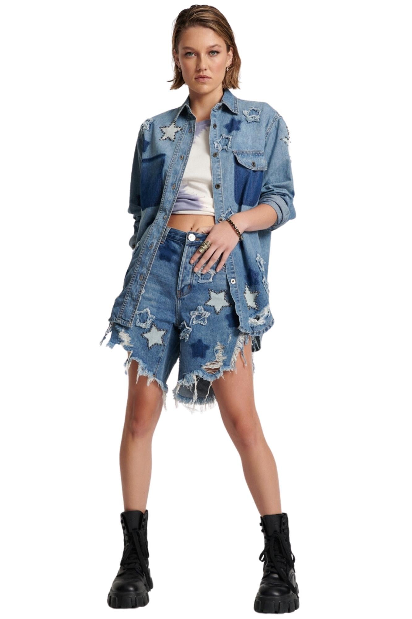     JOHNNY-BLUE-STAR-HIGH-WAIST-FRANKIES-LONG-LENGTH-DENIM-SHORT