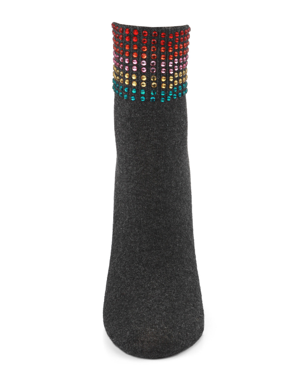 MULTICOLOR RHINESTONE DARK GRAY HEATHER ANKLET