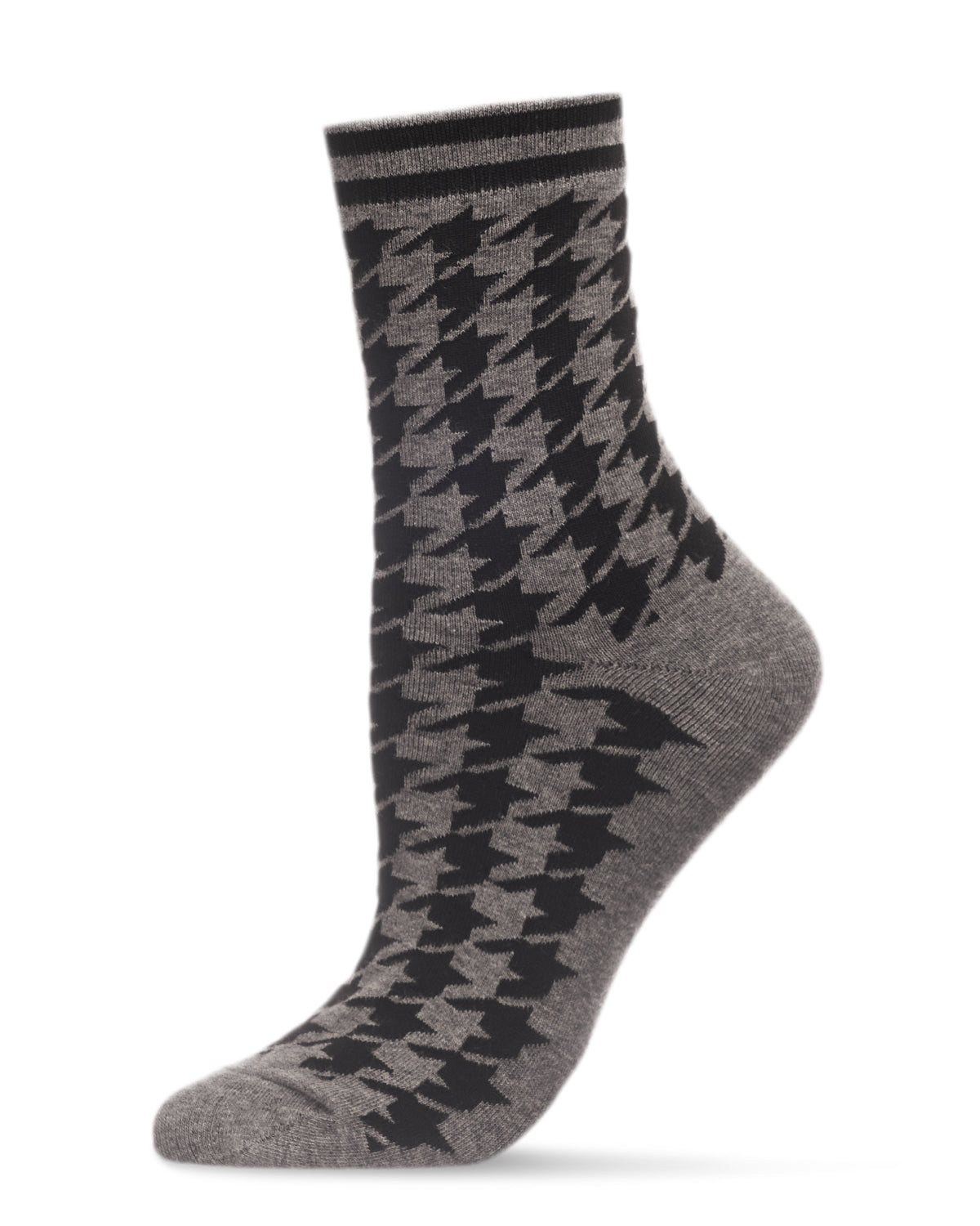 HOUNDSTOOTH MED GRAY HEATHER CREW