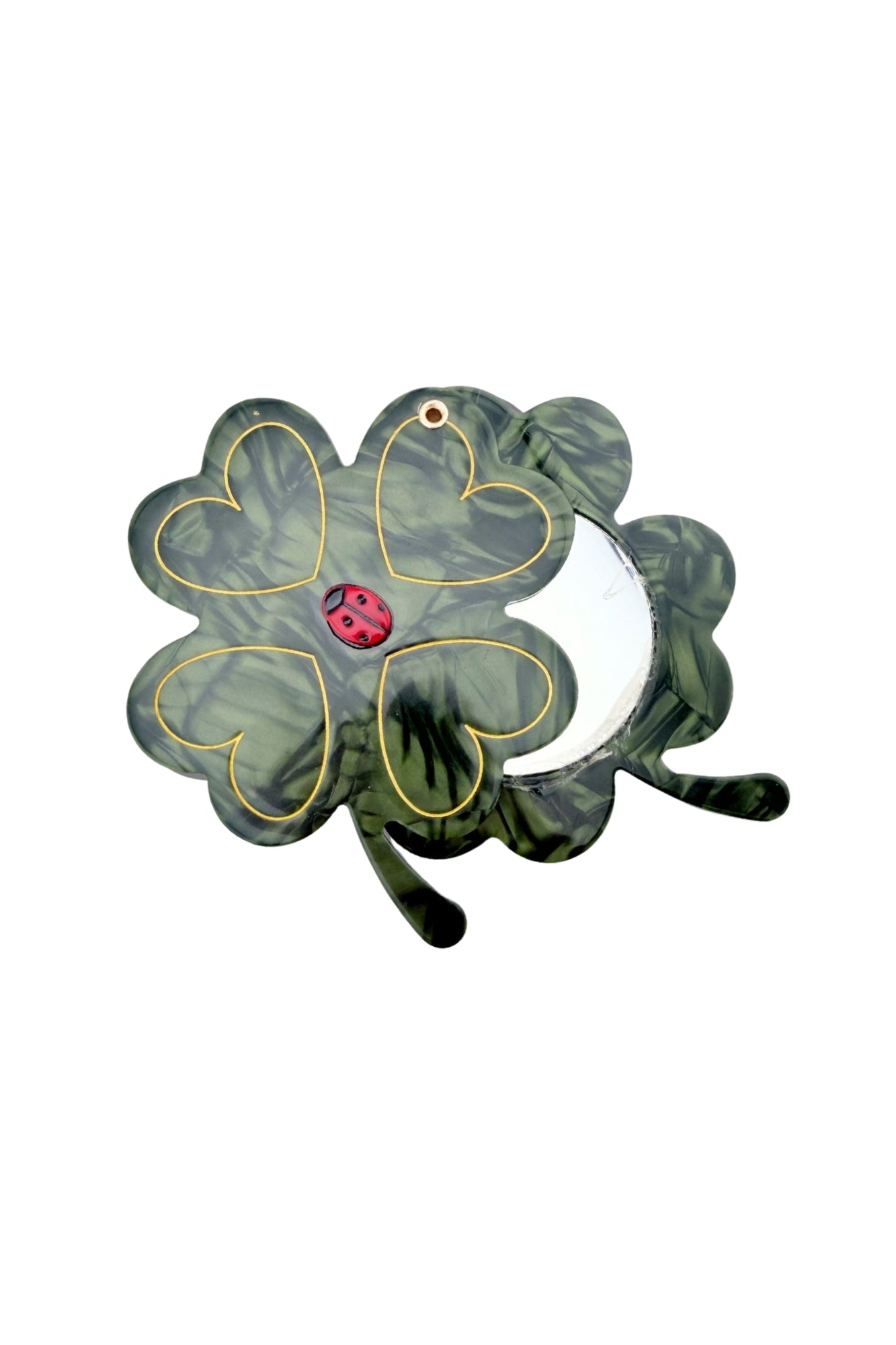 HAND PAINTED WILD CLOVER COMPACT MIRROR